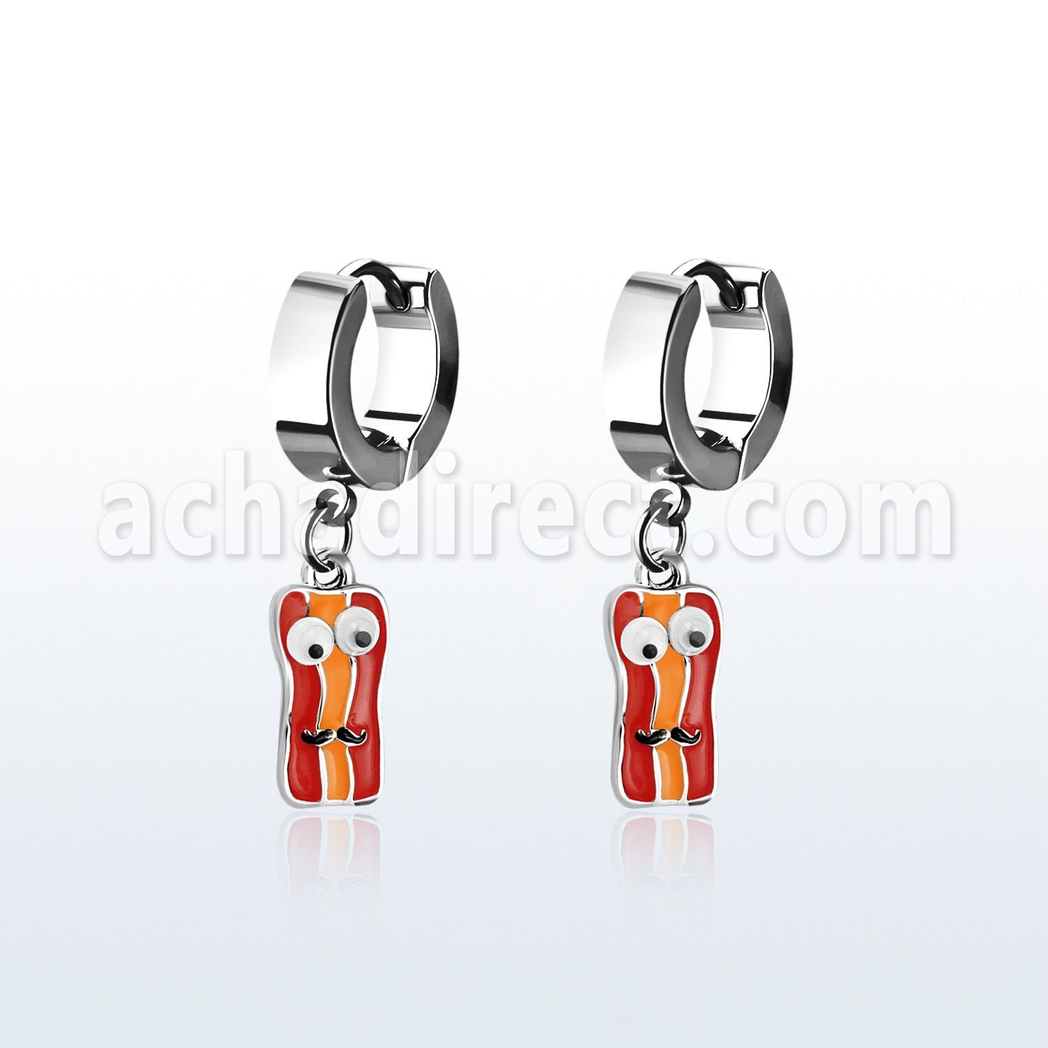 erh645b par pendientes huggie oreja acero inoxidable brillo espejo colgante bacon distribuidor mayorista