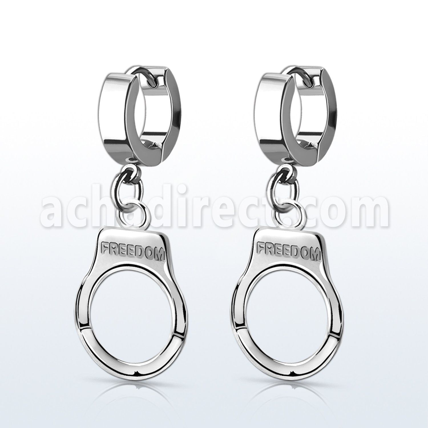erh765 huggie acero inoxidable colgante esposas grabado freedom plata mayorista
