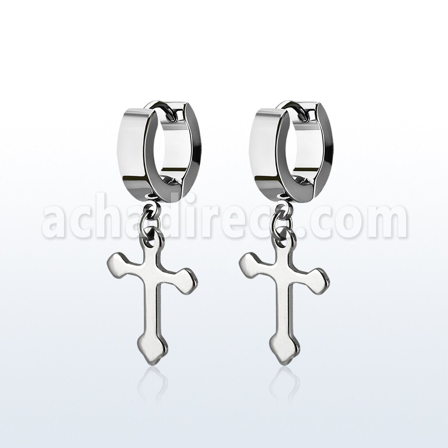 erhcros par pendientes huggie oreja acero inoxidable brillo espejo colgante cruz distribuidor