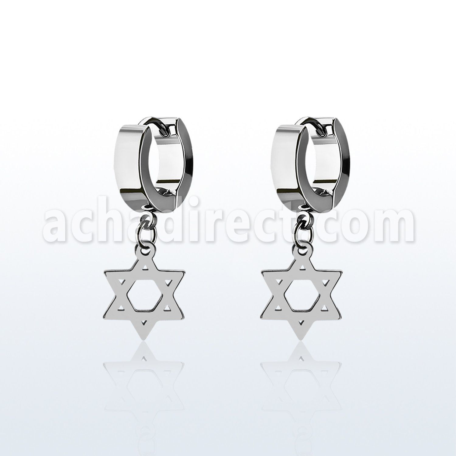 erhsdsr par pendientes huggie oreja acero inoxidable brillo espejo colgante estrella david mayorista