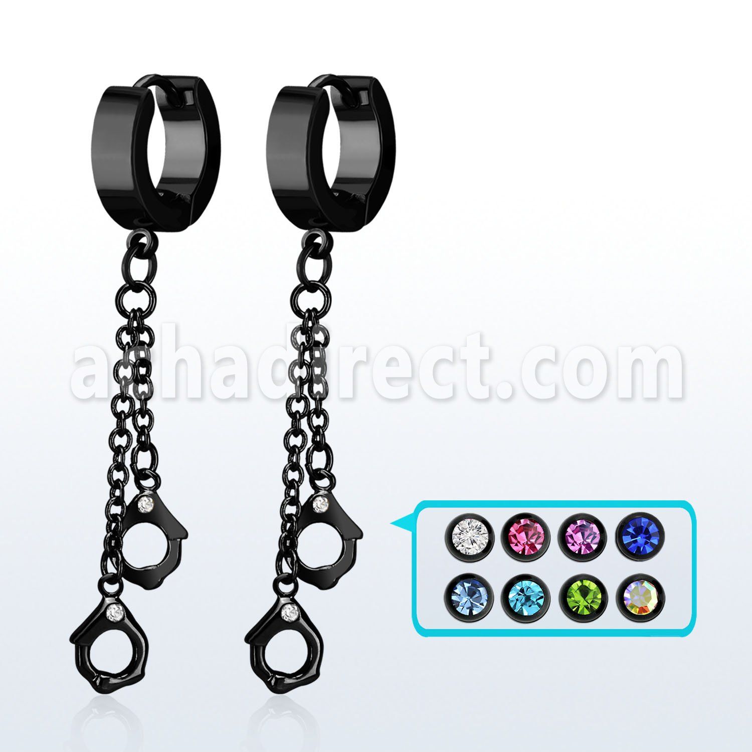 erk652 pendiente huggie oreja acero inoxidable pvd negro colgante anodizado esposas distribuidor