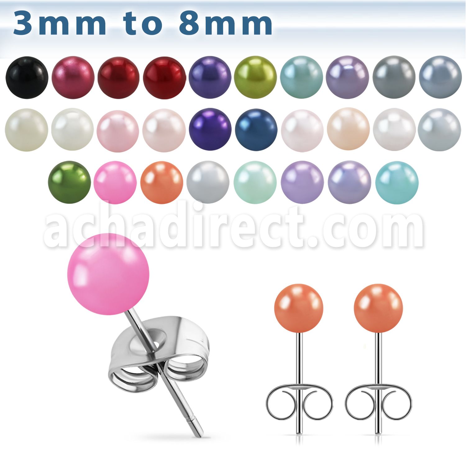 erp par piercing oreja acero inoxidable perlas falsas distribuidor