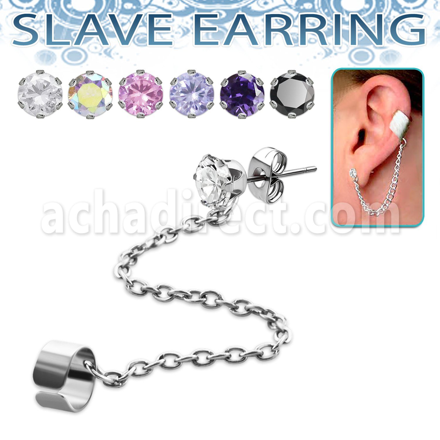 erzdl piercing oreja acero inoxidable zirconia redonda conectada falsa esclava helix clip distribuidor mayorista