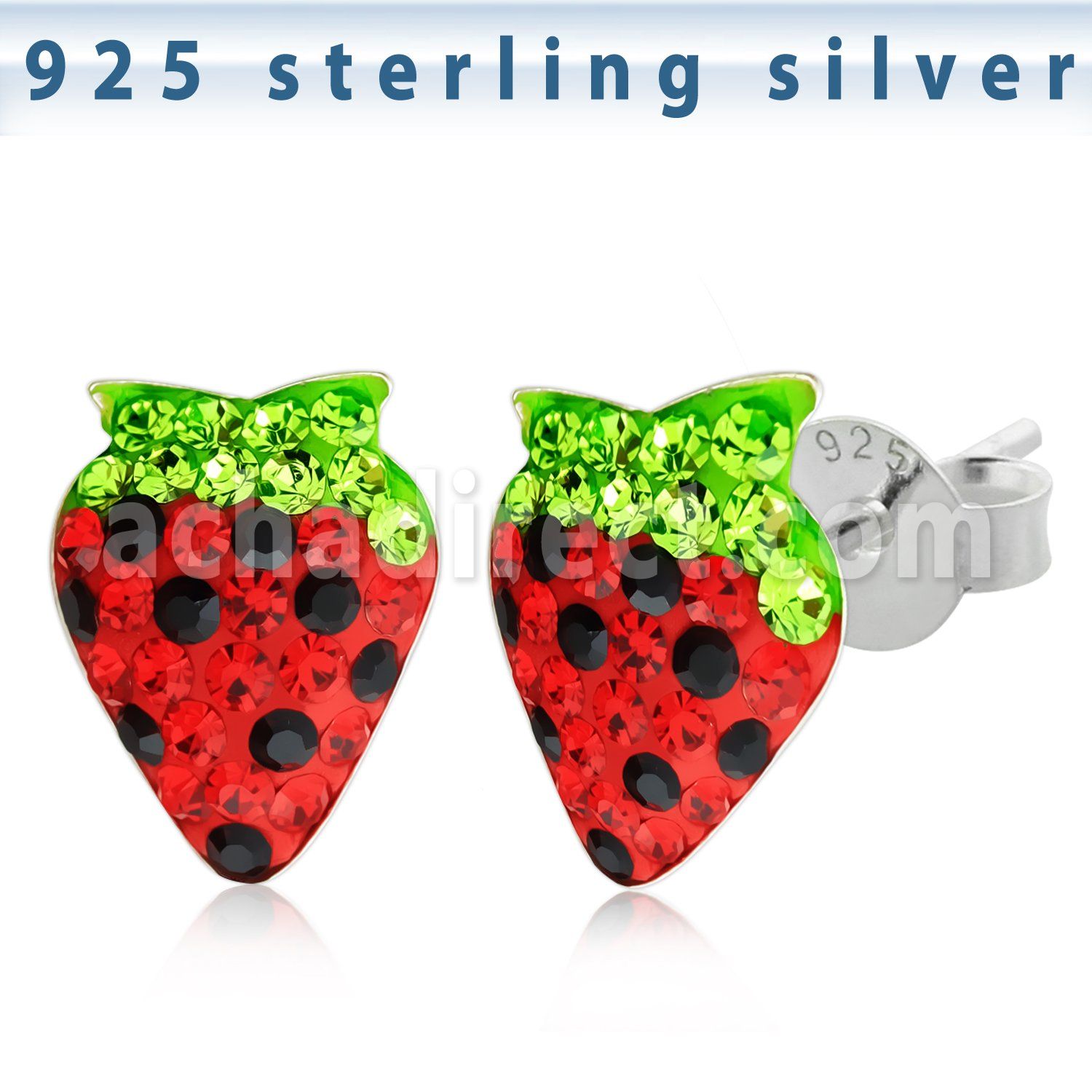 esfd4 par piercing oreja plata esterlina 925 fresa cristal ferido al por mayor