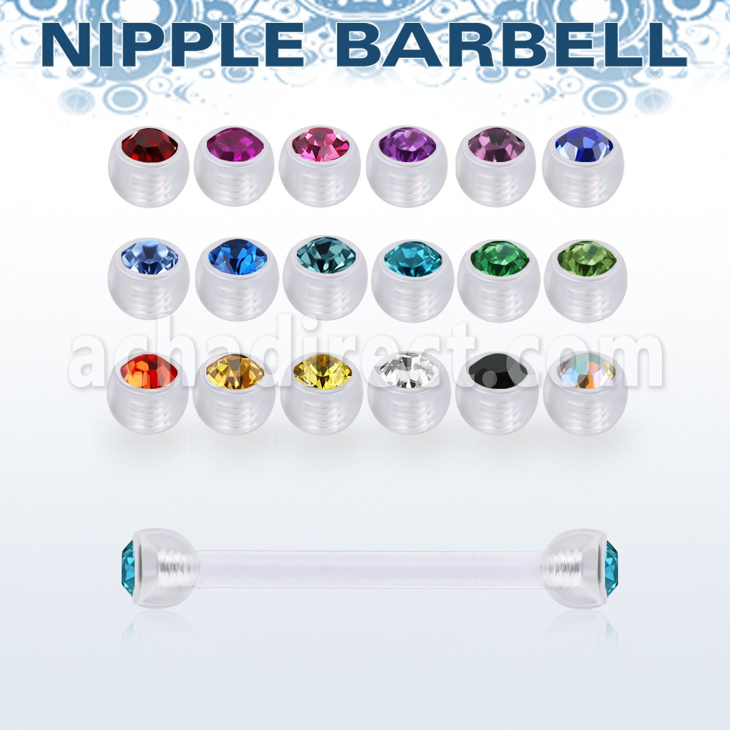 fnpajb4 barbell pezon acero quirurgico bolas bio flexibles 4mm cristal bisel distribuidor