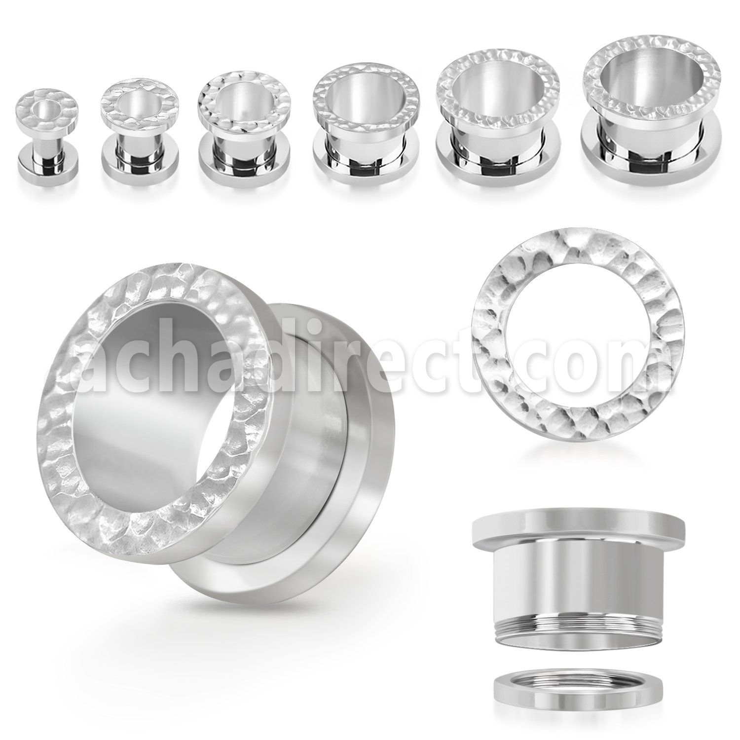 fphm 316l steel hammered screw fit flesh tunnel