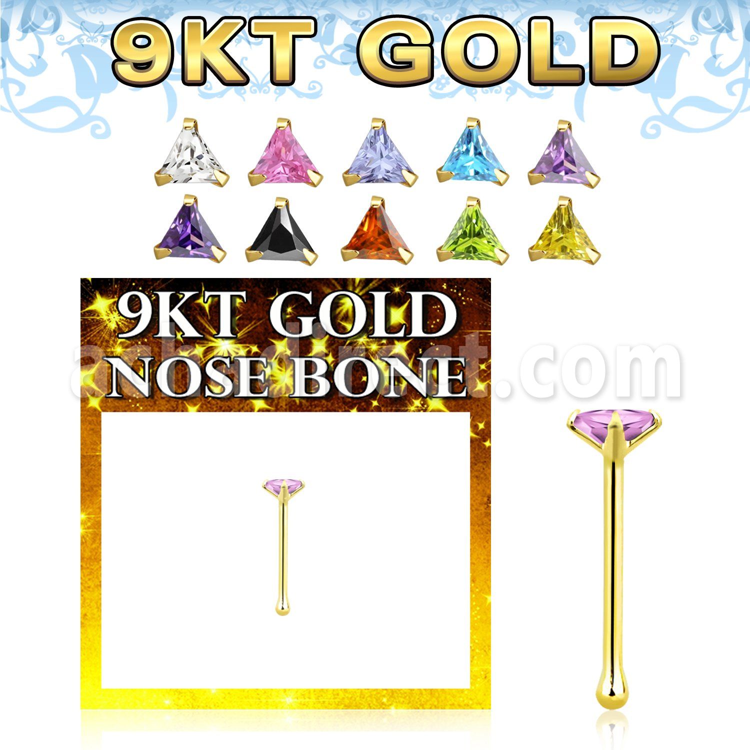g9nbtm1 piercing nariz hueso oro cz triangulo