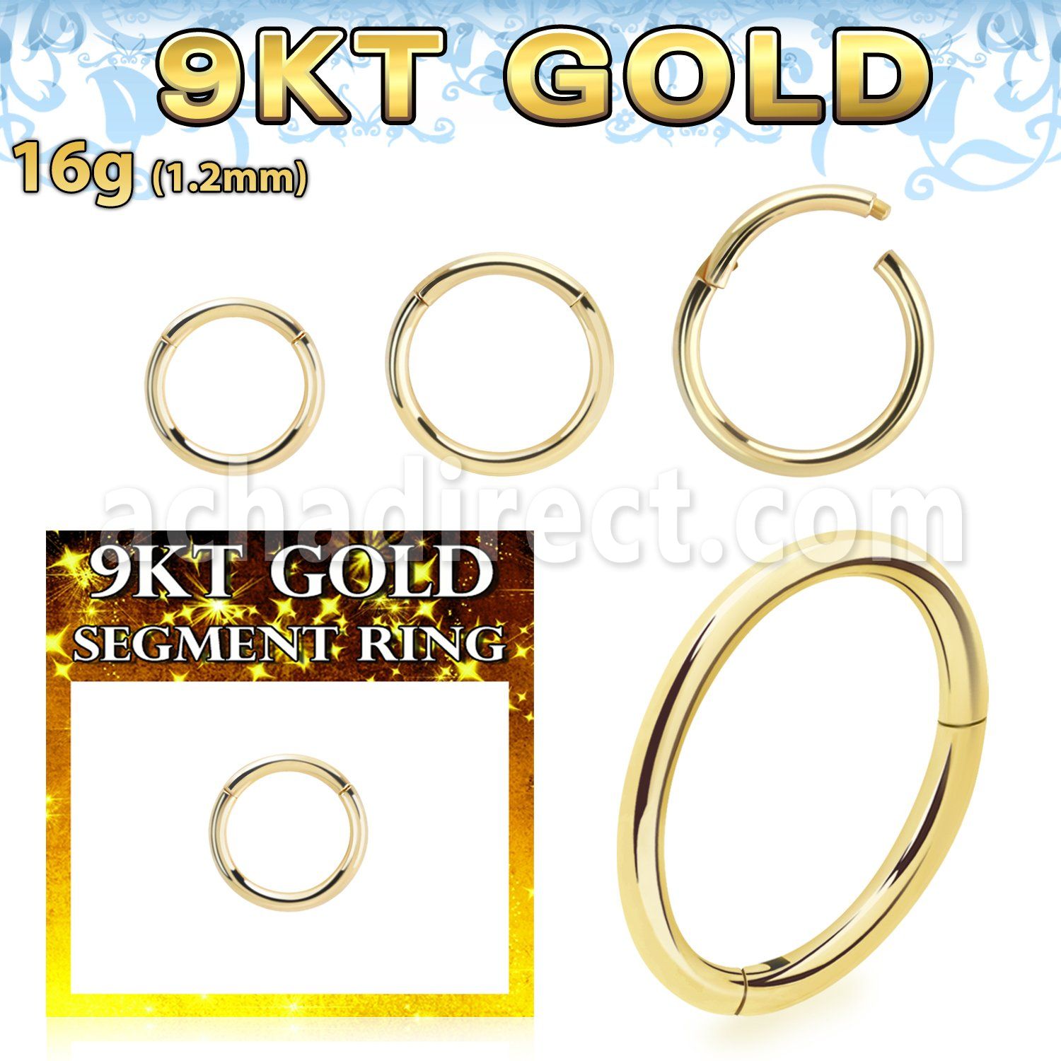 g9segh16 9k gold hinged segment ring 16g