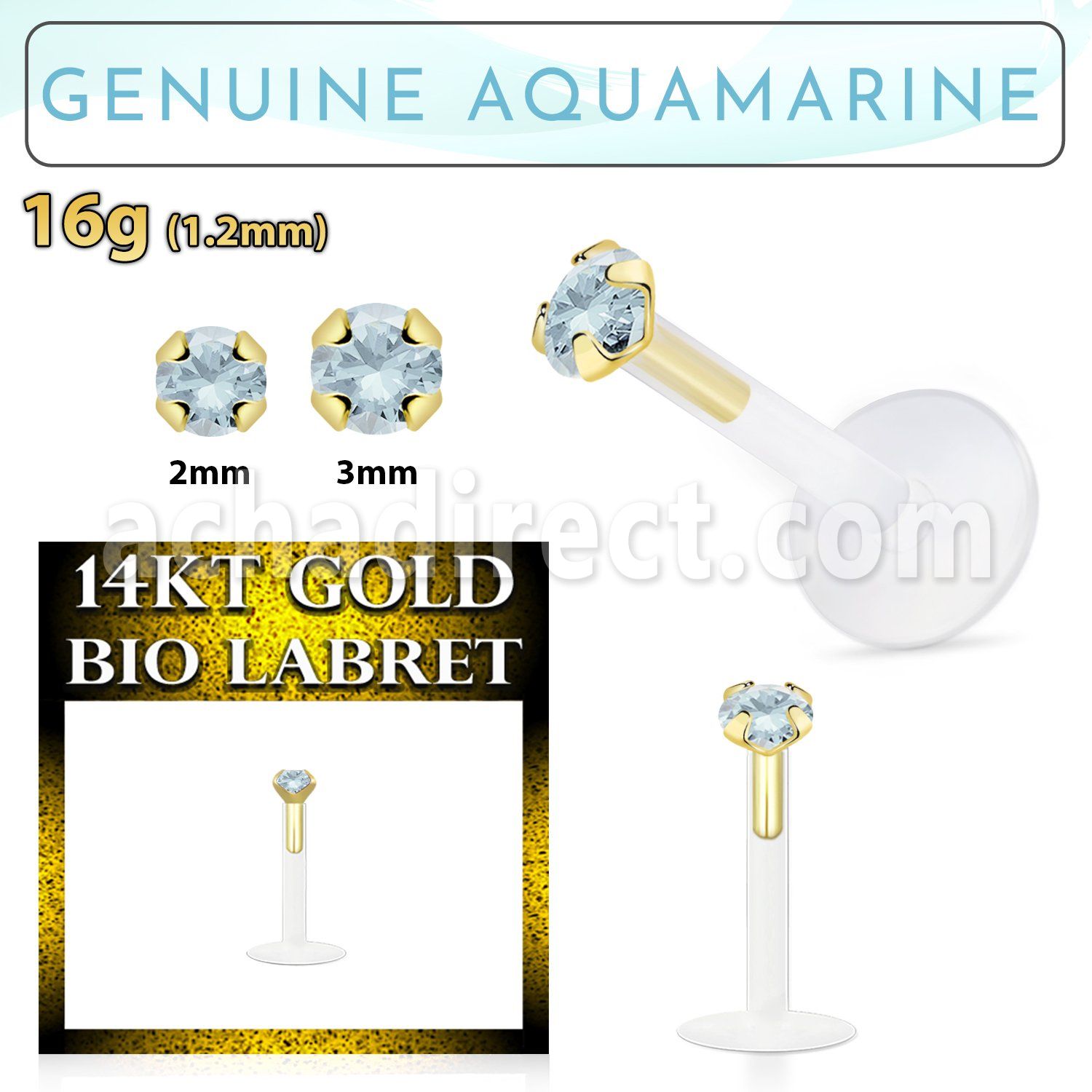 gbige8 labret bio flexible transparente presion oro 14 kts aguamarina legitimo 2mm distribuidor mayorista