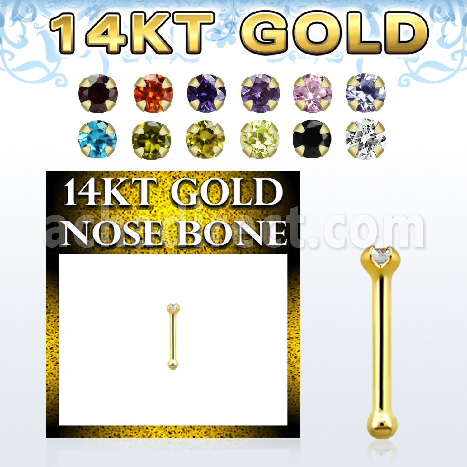 gbzsm1b piercing nariz oro 14 kts zirconia redonda 1 5mm venta