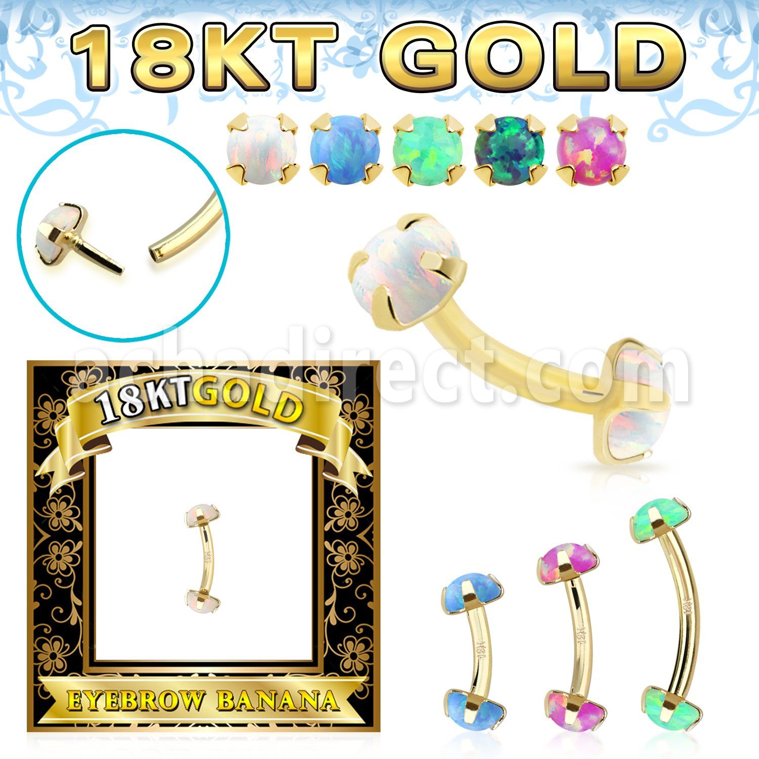 ggbno 18k gold threadless push pin banana 16g cabochon