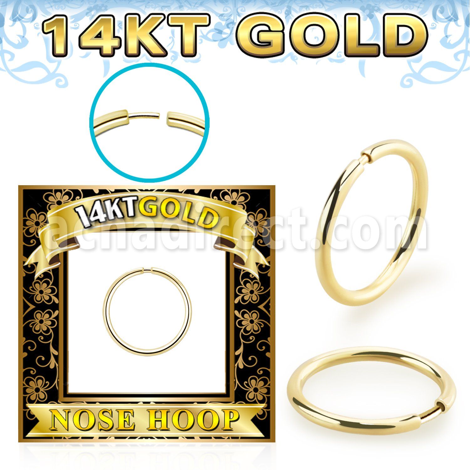 gnr31 14k gold seamless nose ring 18g