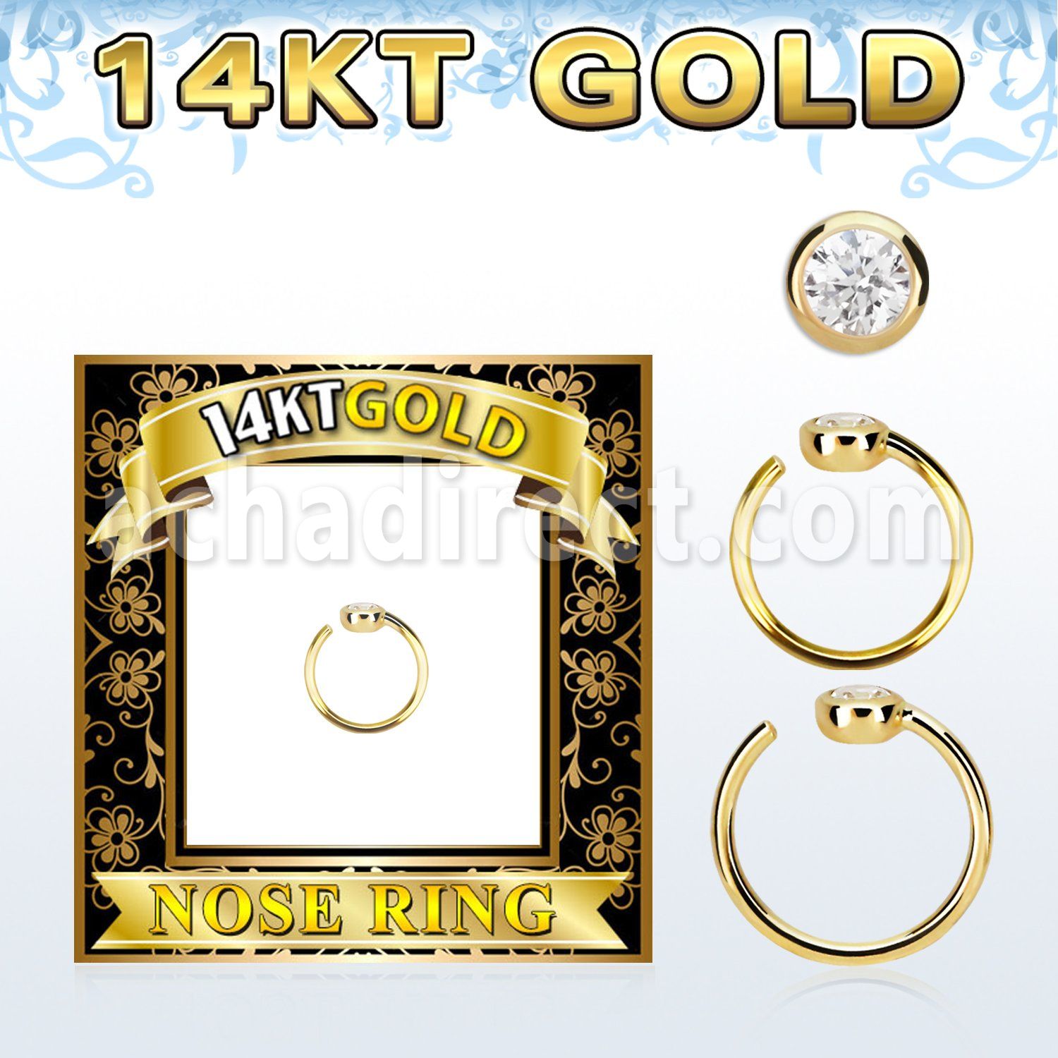 gnrz2 aro nariz oro 14 kts zirconia clara redonda 2mm venta