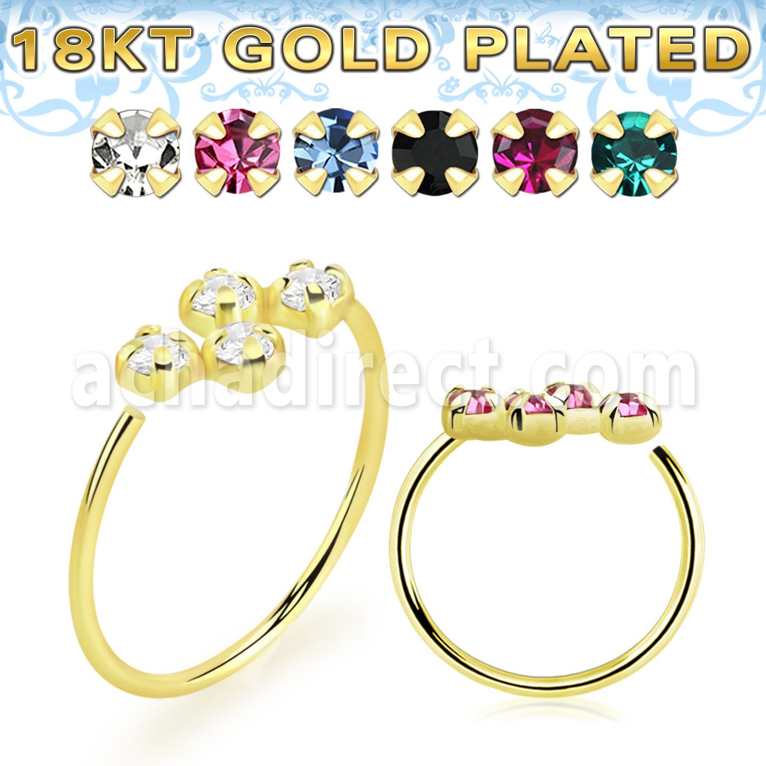 gphpm22 18k gold plated silver seamless nose ring 22g