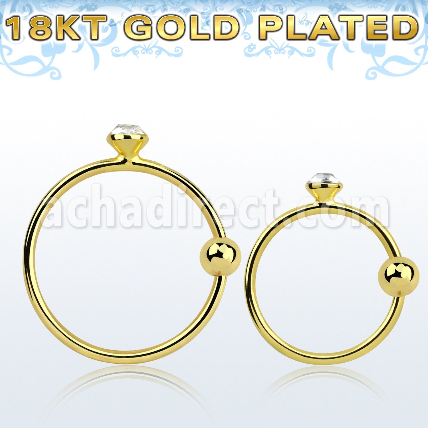 gpm9 aro nariz plata 925 0 6mm oro 18 kts bola cierre cristal redondos 1 5mm mayorista