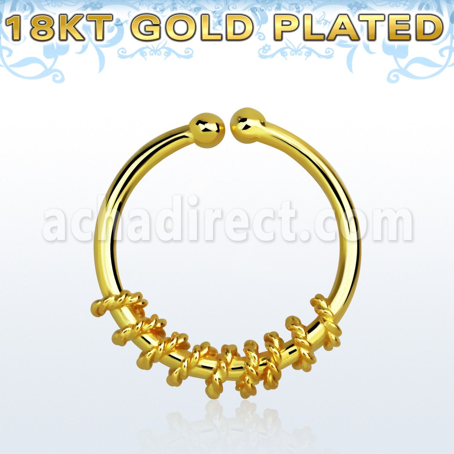 gpsep12a anillo septum falso plata 925 oro 18 kts 1mm cuerda mitad 12mm venta