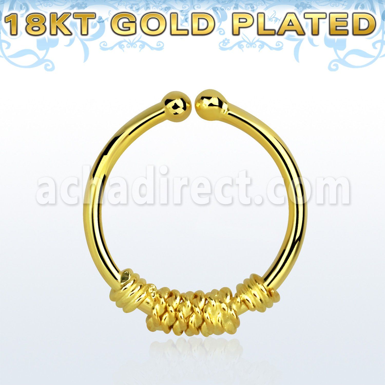 gpsep12b anillo septum falso plata 925 oro 18 kts 1mm alambre atado mitad 12mm distribuidor