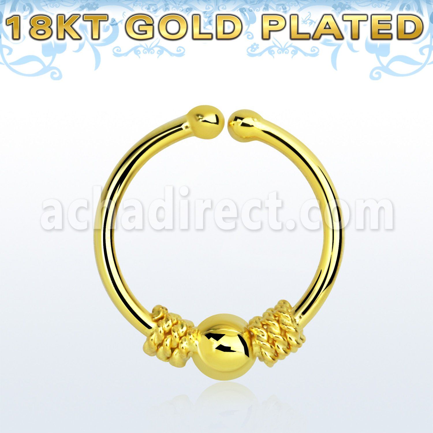 gpsep12c anillo septum falso plata 925 oro 18 kts 1mm alambre balines bola centro 12mm venta