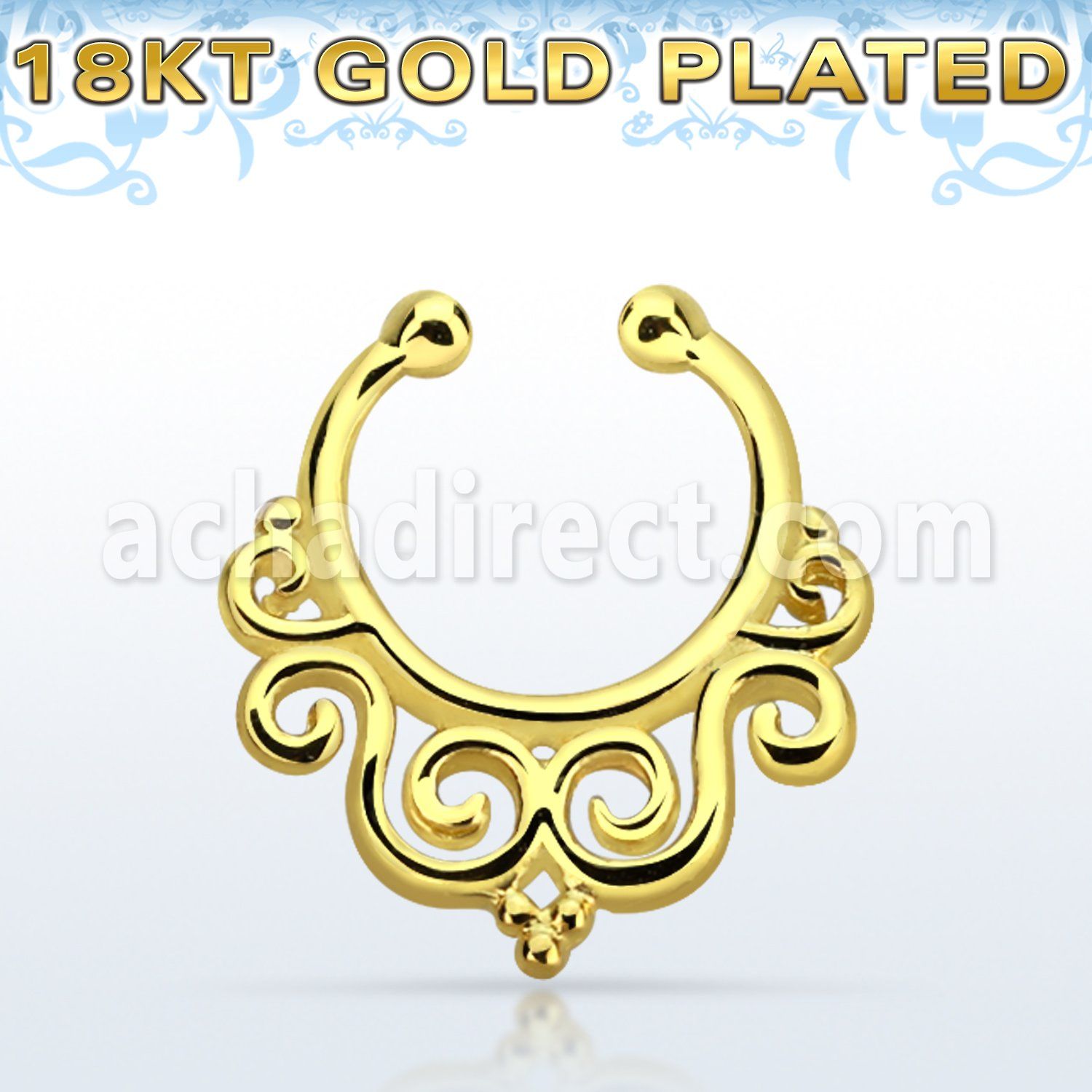 gpsepd7 falso septum plata 925 oro 18 kts 1mm decorado indio 12mm distribuidor