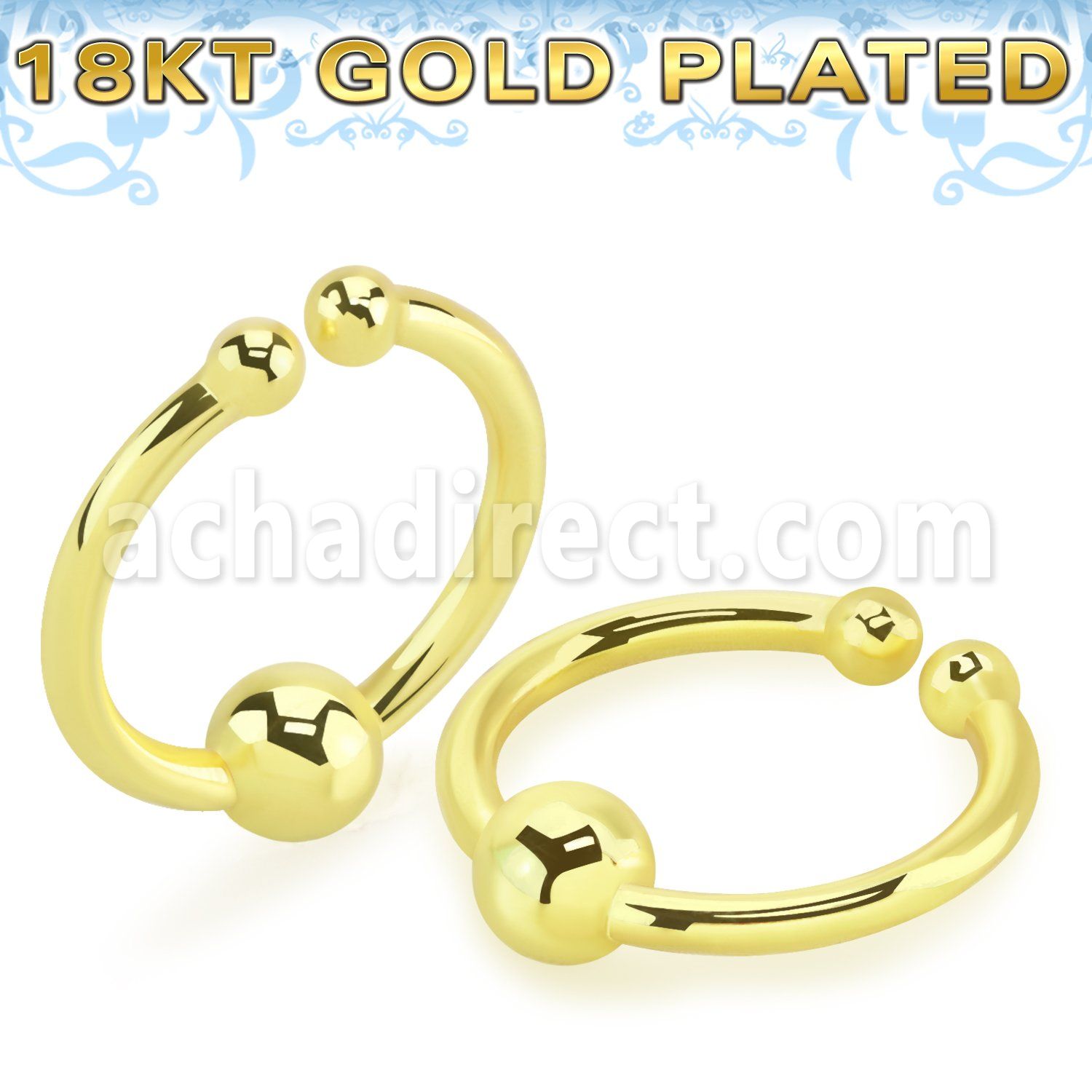 gpsepn 18k gold plated silver fake septum ring 3mm ball