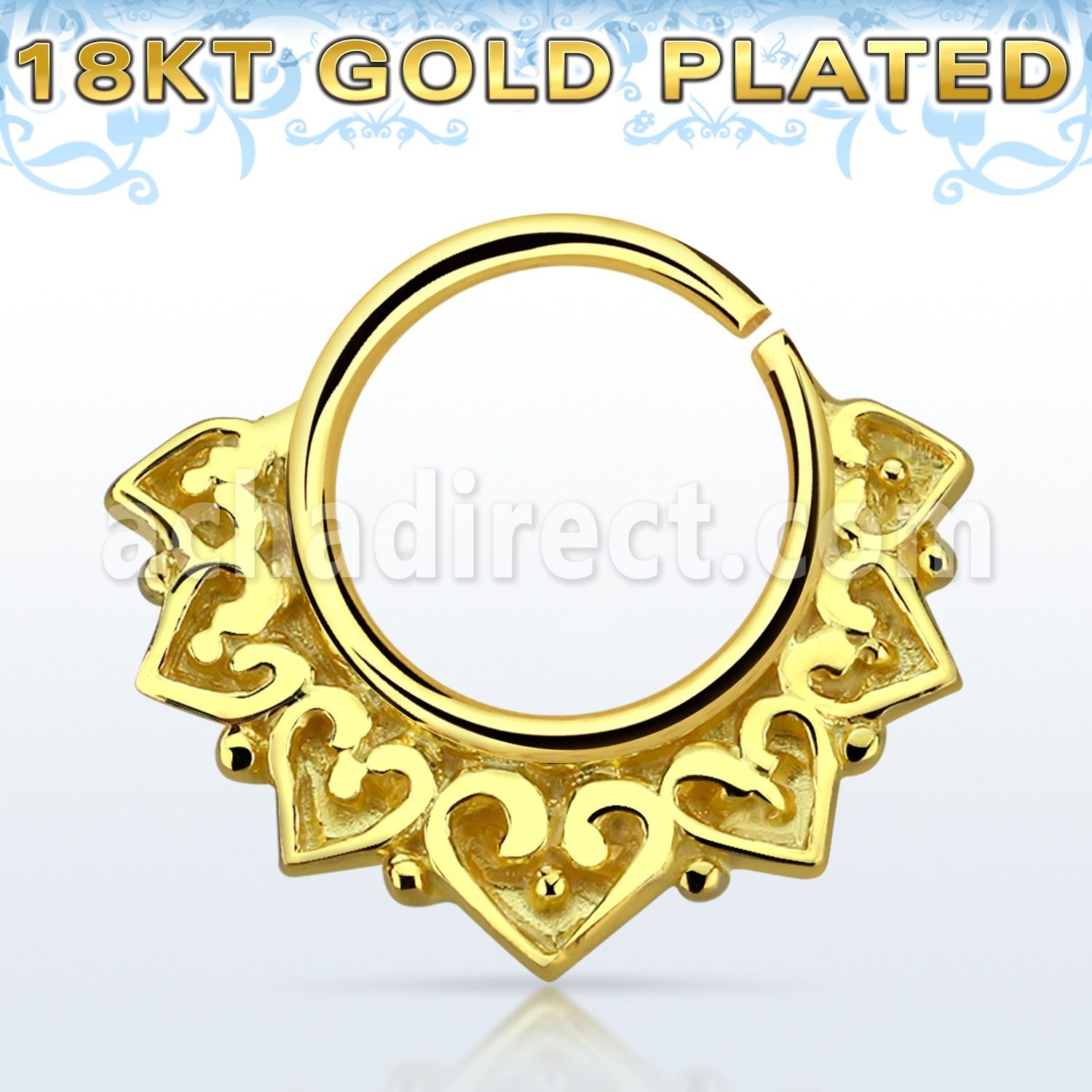 gpsepv11 aro septum plata 925 oro 18 kts 1mm amplio indio vintage gravado 8mm venta