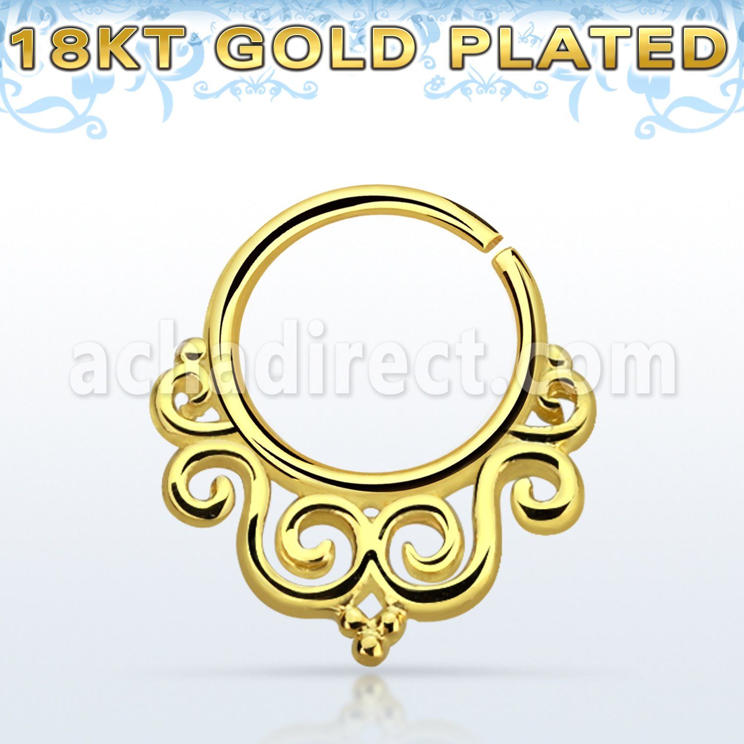 gpsepv7 aro septum plata 925 oro 18 kts 1mm decorado indio 8mm venta