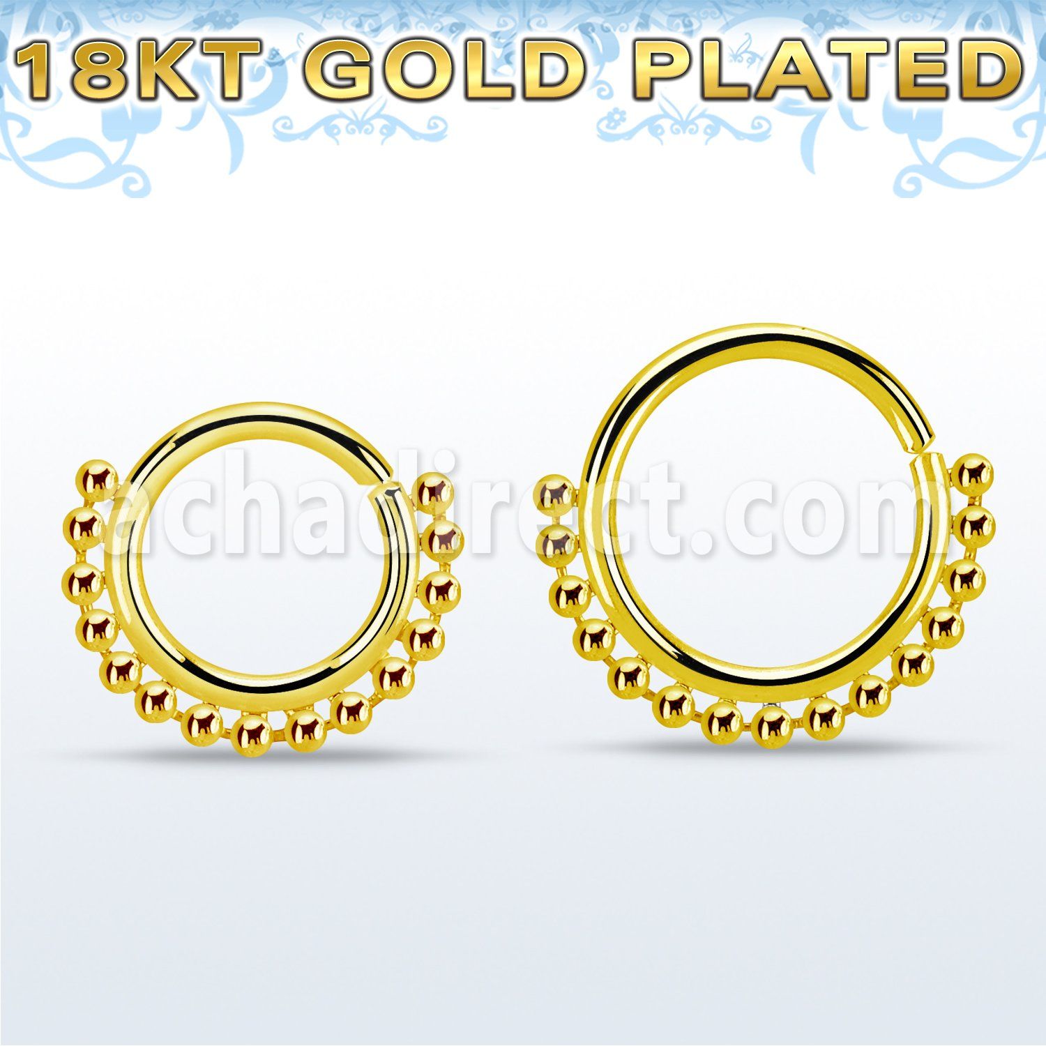 gpspv18 aro continuo piercing septum plata oro 18 kts con 1mm cuentas inferior distribuidor