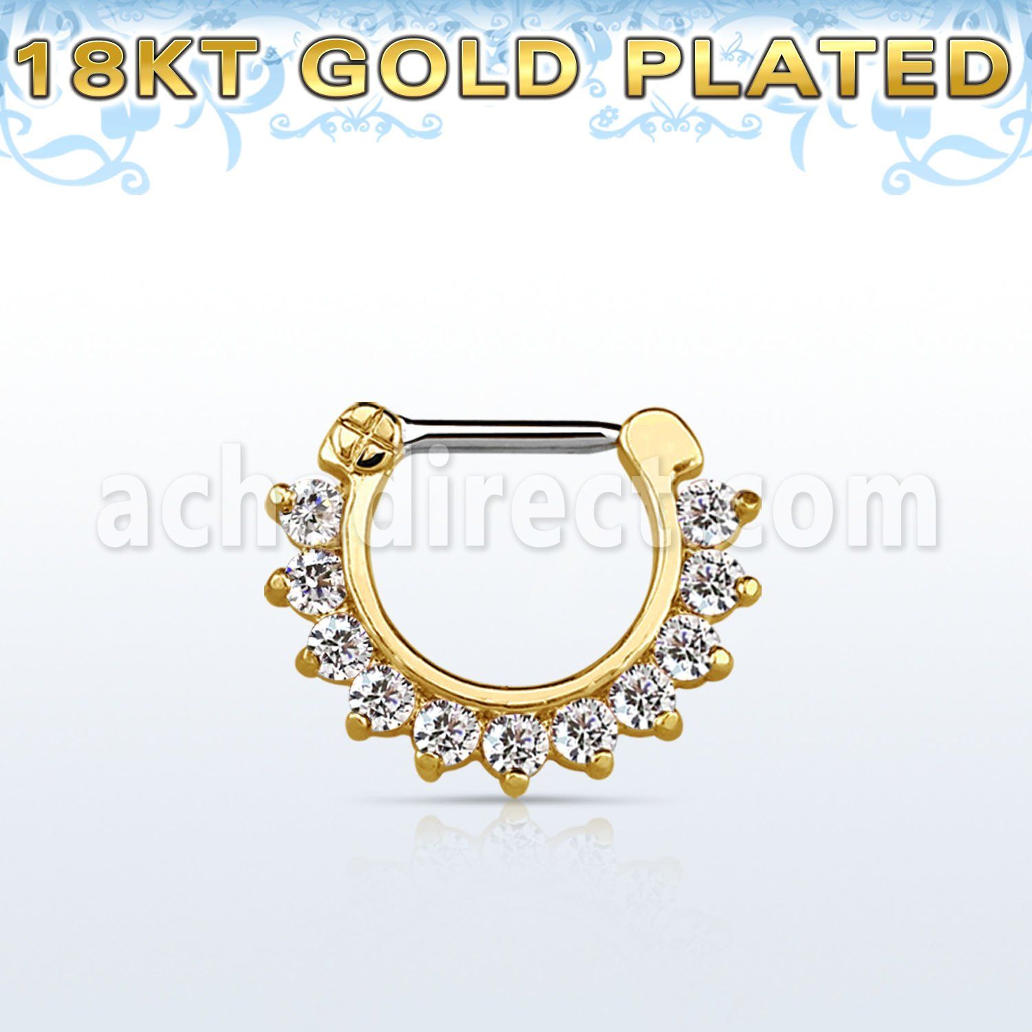 gsepc16 septum click plata 925 oro 18 kts barra cierre acero 316l zirconia distribuidor mayorista