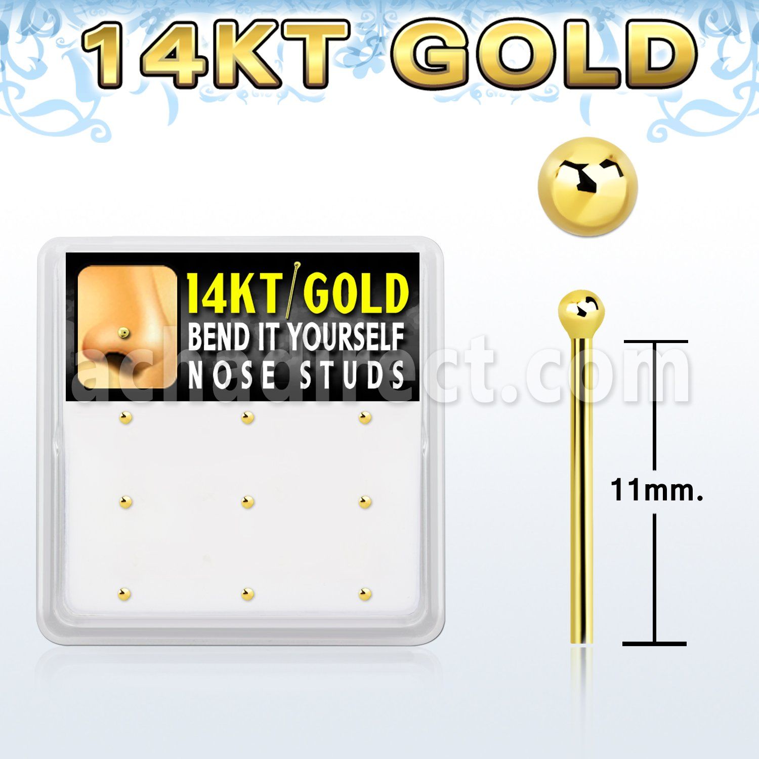 gys3x caja 9 piercing nariz doblar tu mismo oro 14 kts bola 1 5mm venta