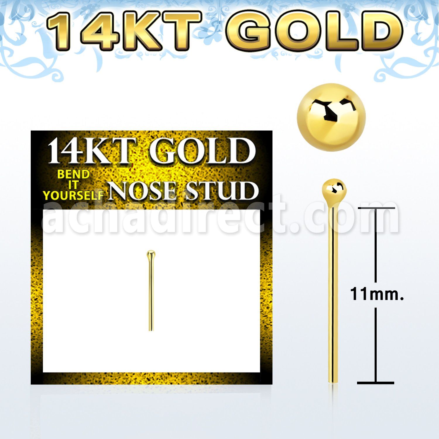 gysb1b piercing nariz doblar tu mismo oro 14 kts con bola 1 5mm al por mayor