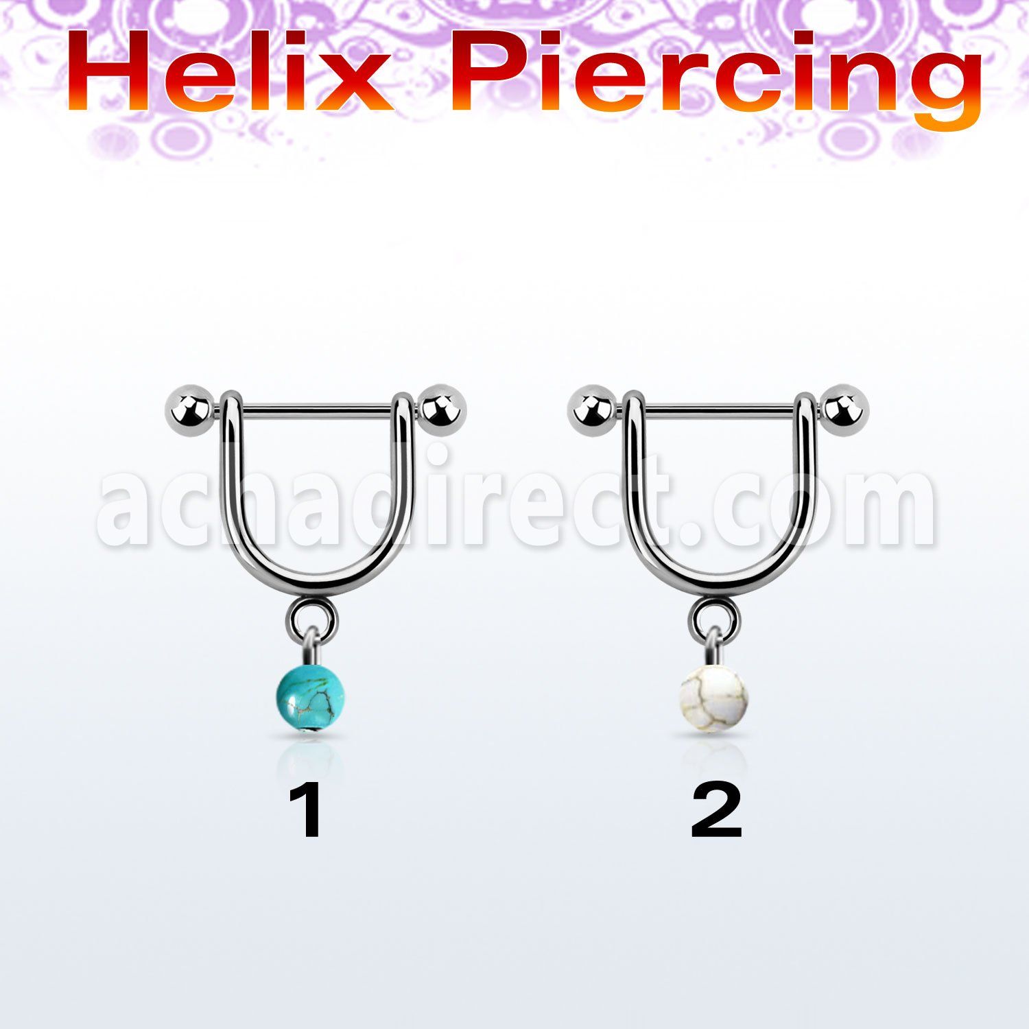 heud2 piercing helix estribo acero quirurgico barbell bolas 3mm bola turquesa falsa 5mm 8mm mayorista