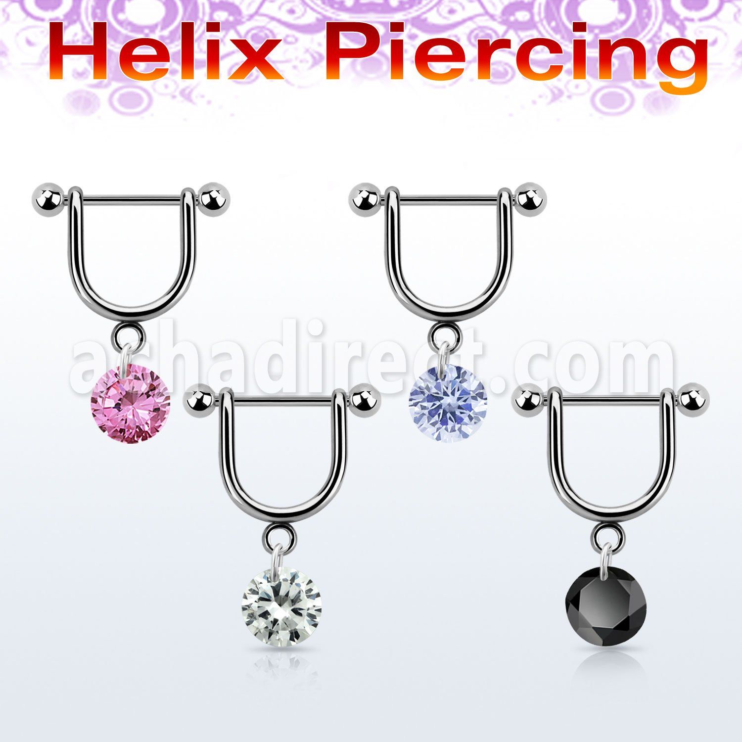 heuz10 piercing helix estribo acero quirurgico barbell bolas 3mm zirconita redonda 6mm 8mm distribuidor mayorista