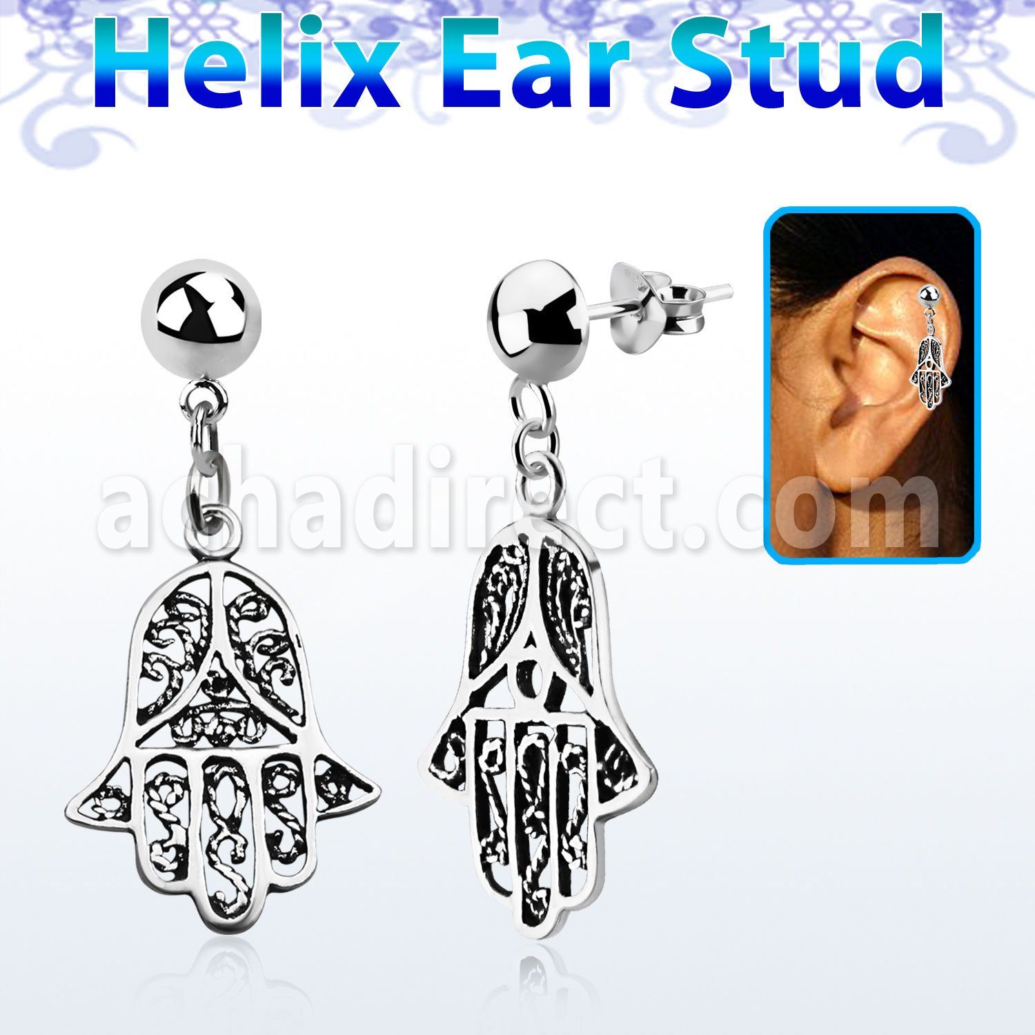hexvd14 piercing helix plata esterlina lisa mano fatima plata 925 eja al por mayor