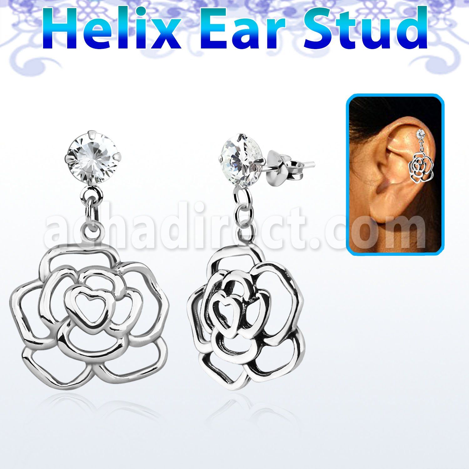 hexzd10 piercing helix plata esterlina zirconia 6mm colgante plata 925 rosa eja venta