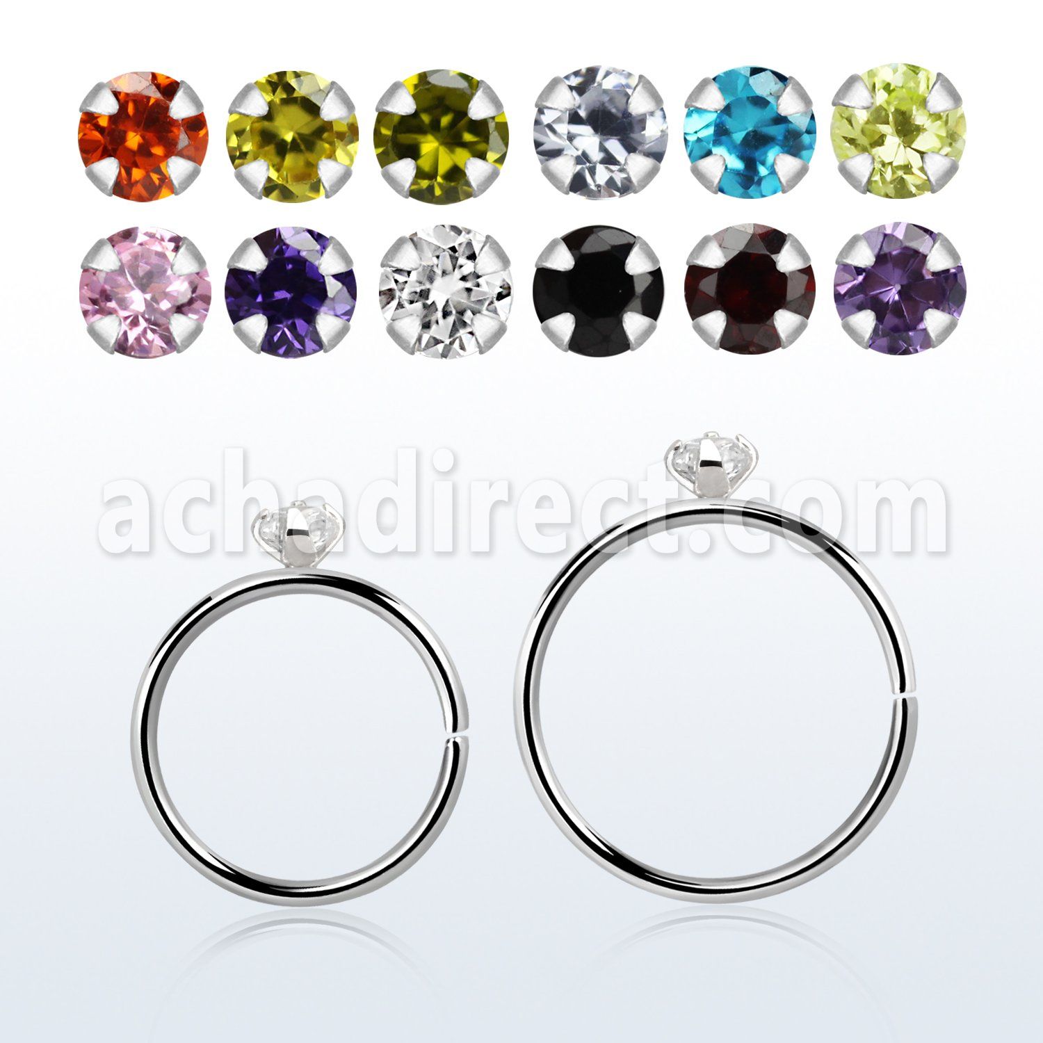 hpz2m aro continuo nariz plata 925 0 6mm zirconia redonda 2mm al por mayor