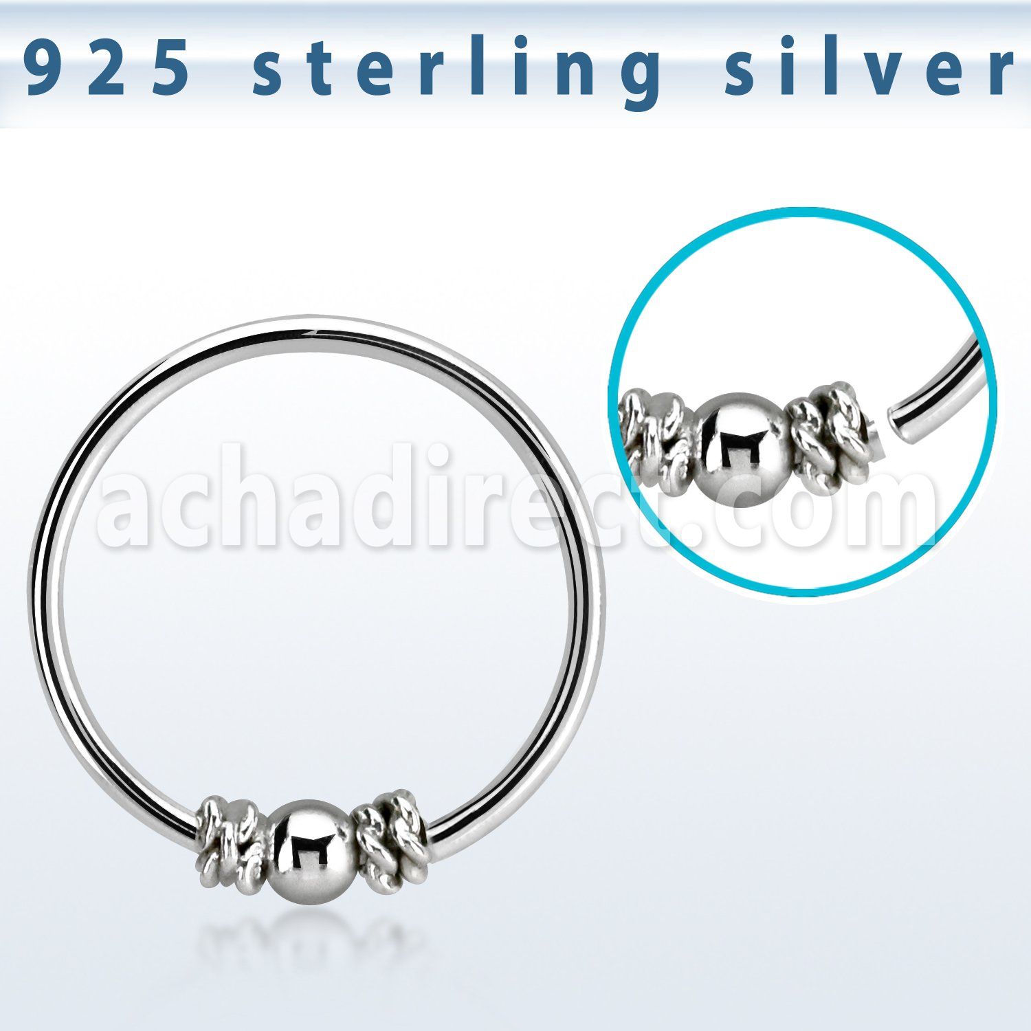 hr11 aro continuo nariz plata 925 0 6mm alambre balines bola centro 10mm venta