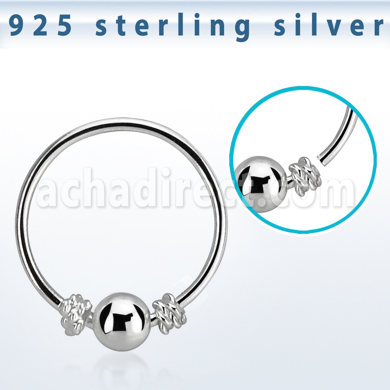 hr17 aro continuo nariz plata 925 0 6mm alambre balines bola centro 3mm 10mm distribuidor