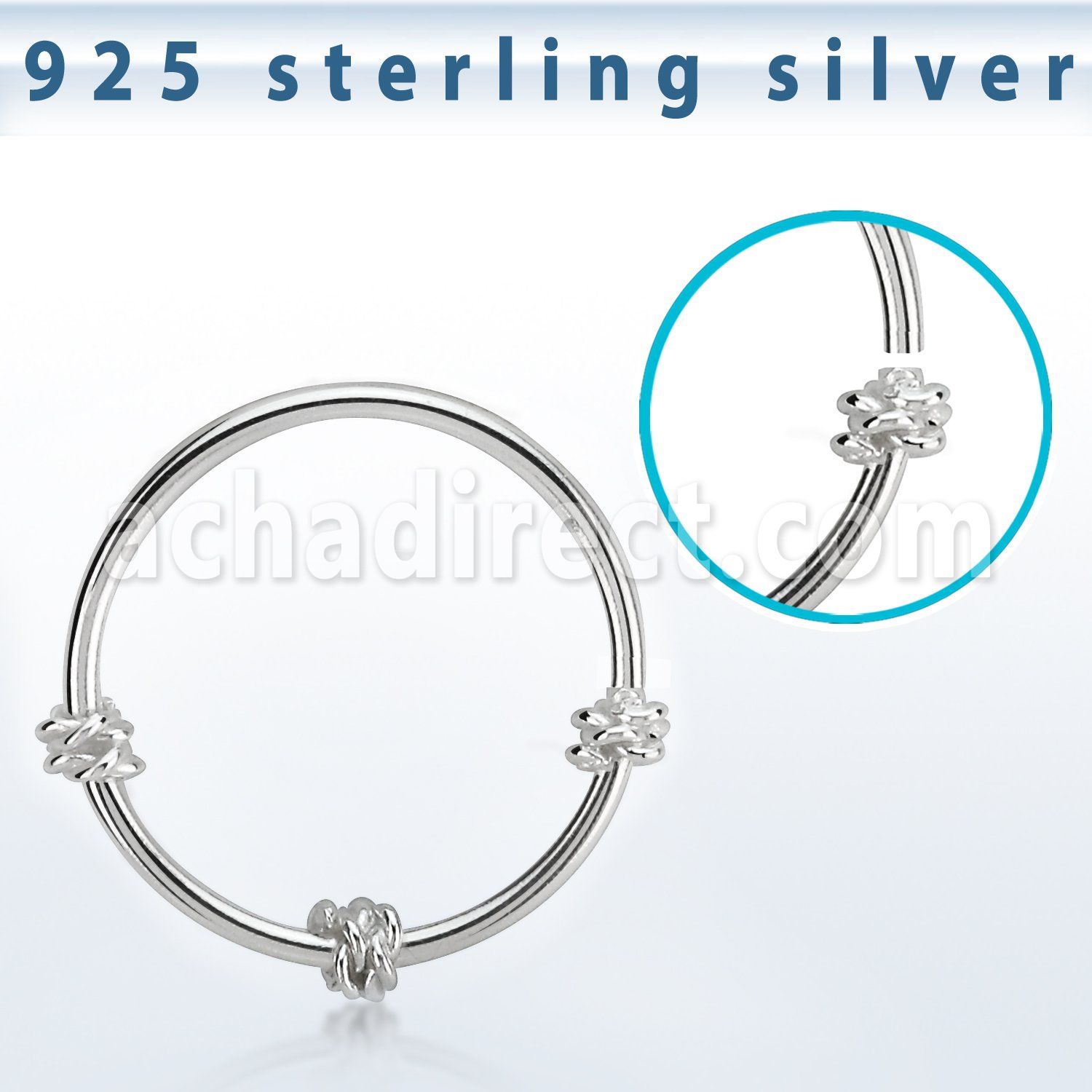 hr27 aro continuo nariz plata 925 0 6mm triple alambre retorcido 10mm venta