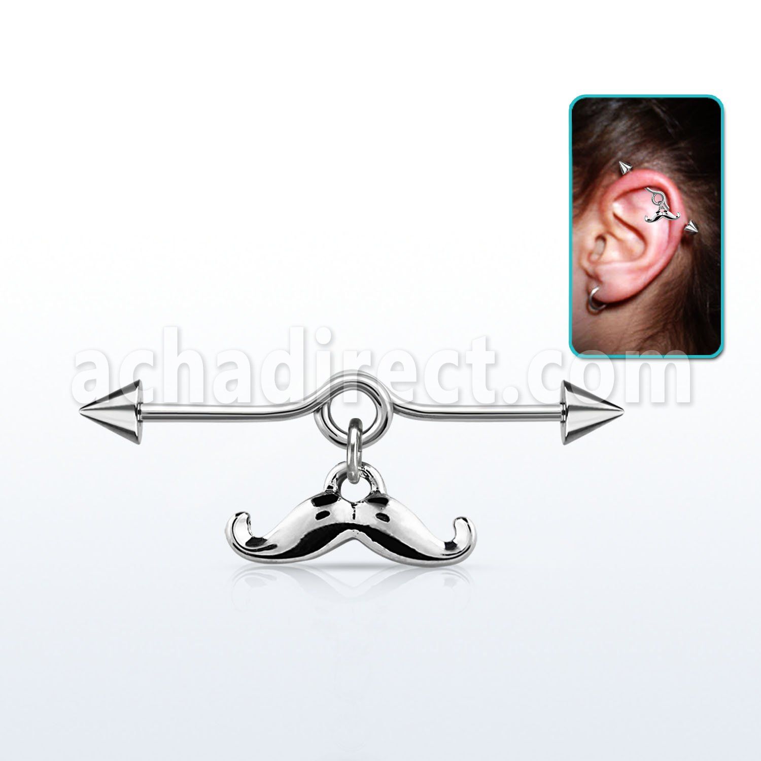 incnd8 barbell industrial loop acero 316l conos 5mm colgante bigote feliz distribuidor