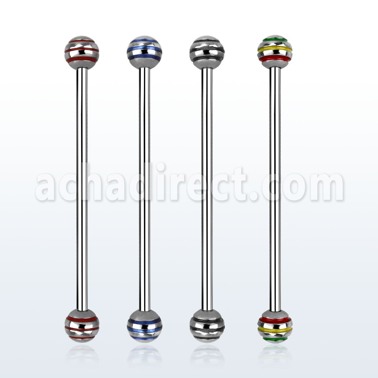 indby5 barbell industrial acero quirurgico bolas rayas colores 5mm 35mm mayorista