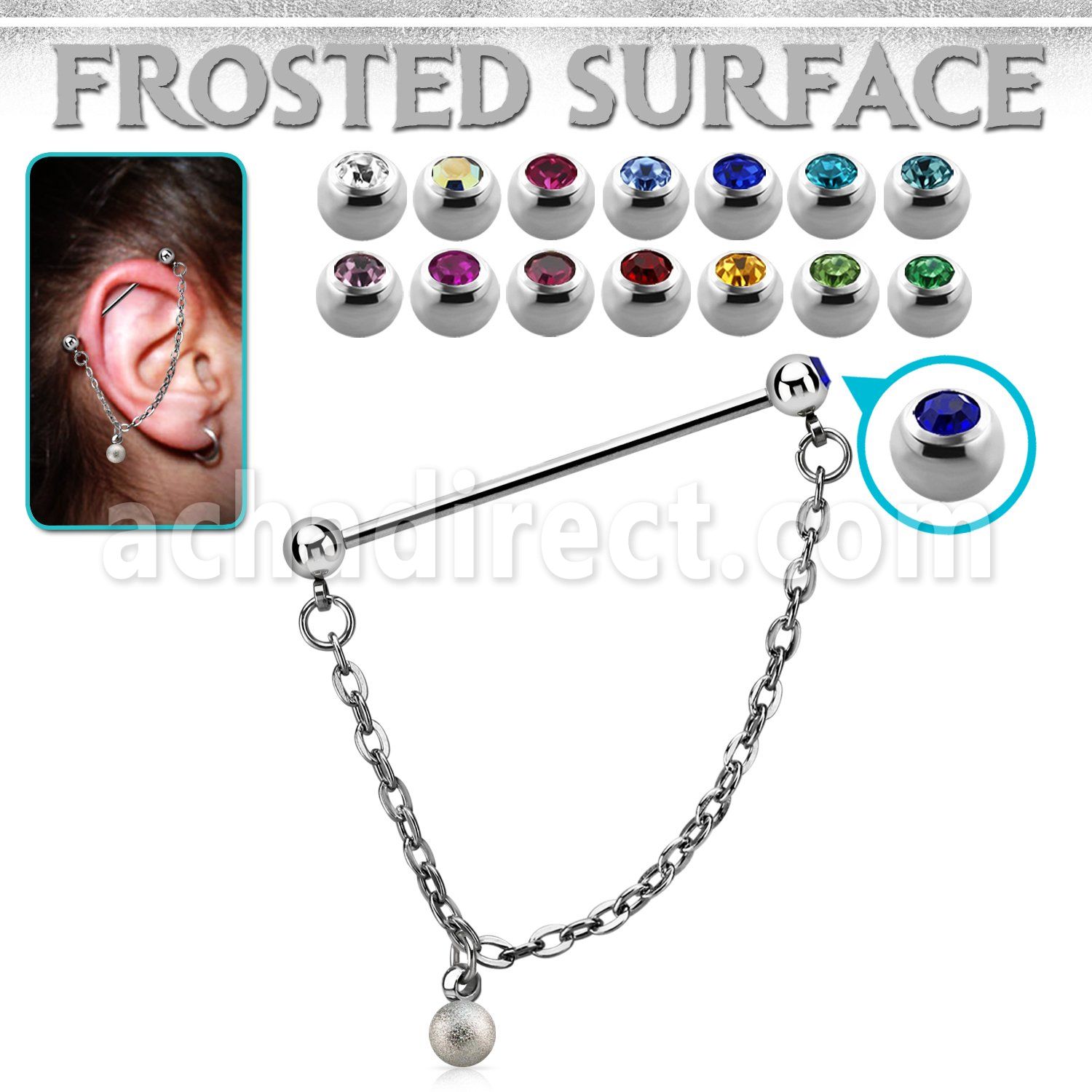 indsdfo2 barbell industrial acero 316l bola joya bisel 5mm bola 5mm conectada por una bola acero esmerilada 5mm distribuidor