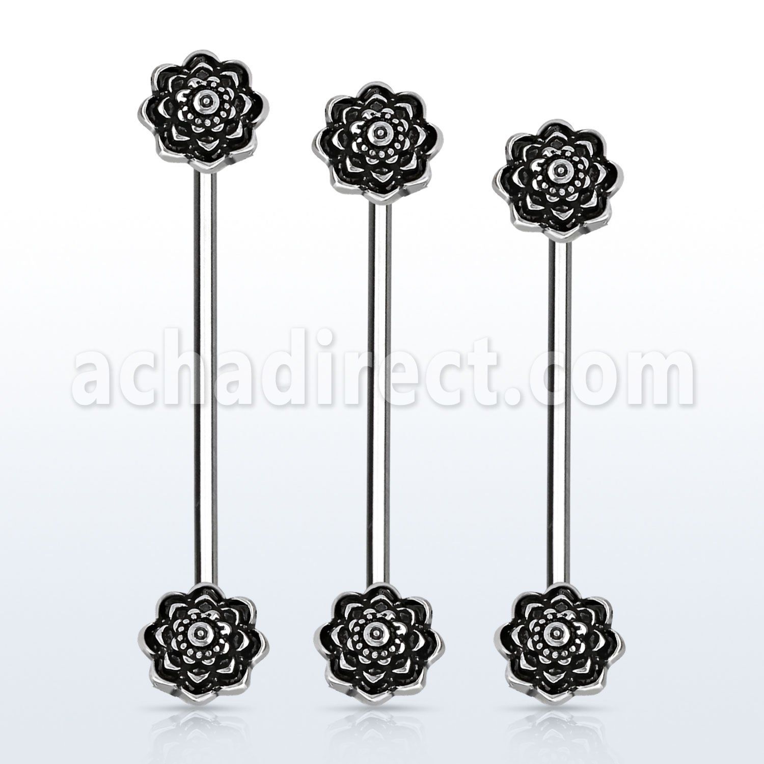 indsh34 barbell industrial acero quirurgico rosas negras al por mayor