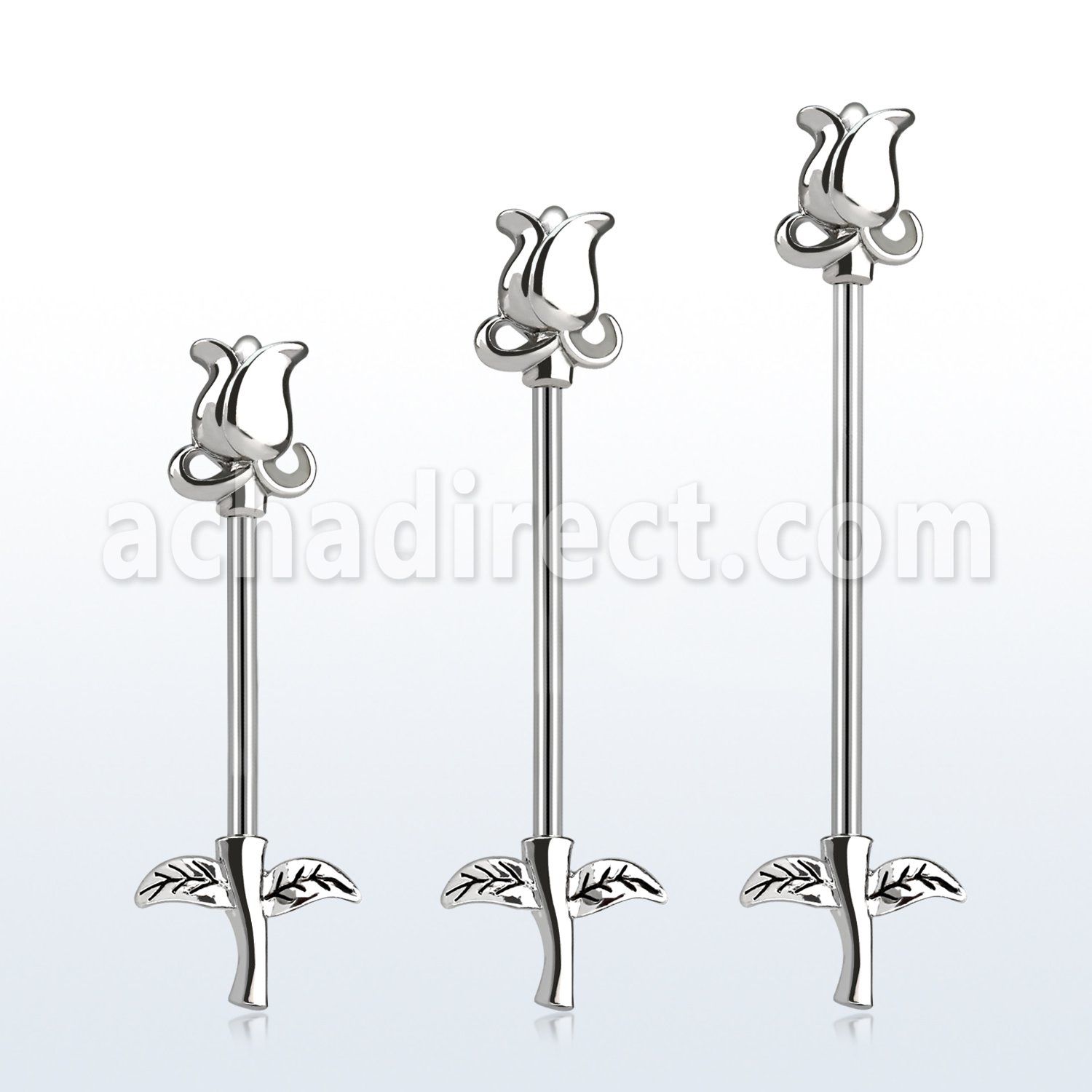 indsh37 surgical steel industrial barbell flower