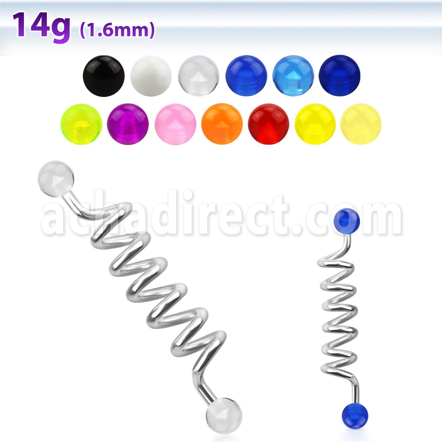 indvb5 barbell industrial espiral acero quirurgico bolas uv 5mm venta