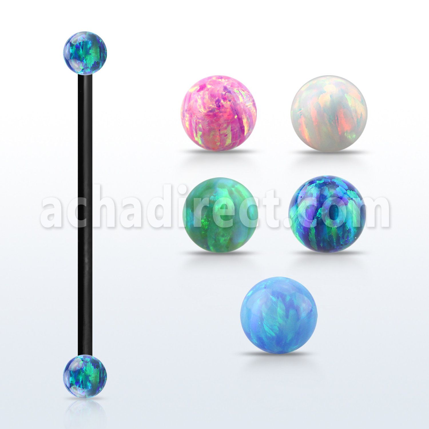 intop4s barbell industrial acero 316l anodizado bolas opalo 4mm mayorista