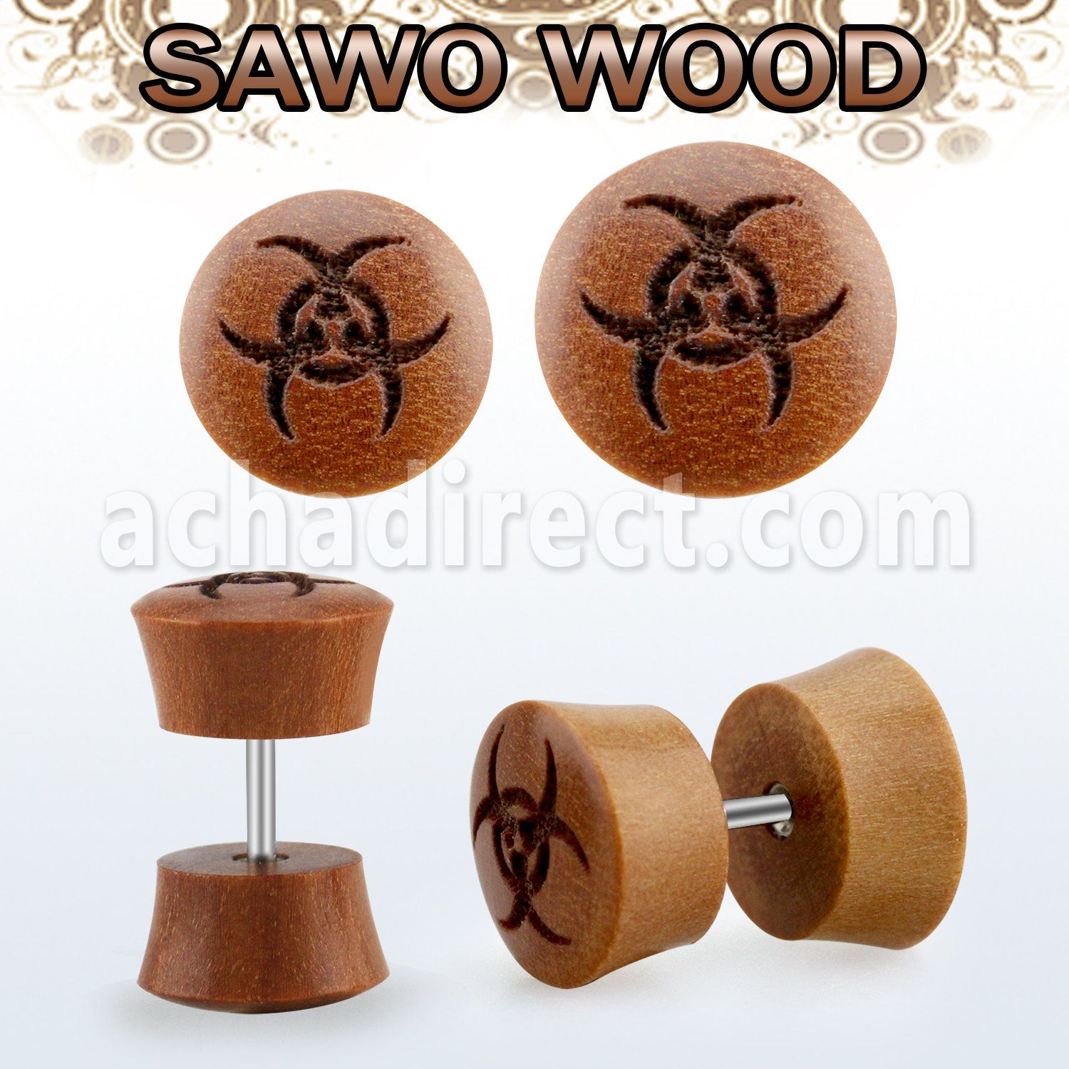 iplswc plugs falso madera sawo barra acero quirurgico logo rayado laser distribuidor mayorista