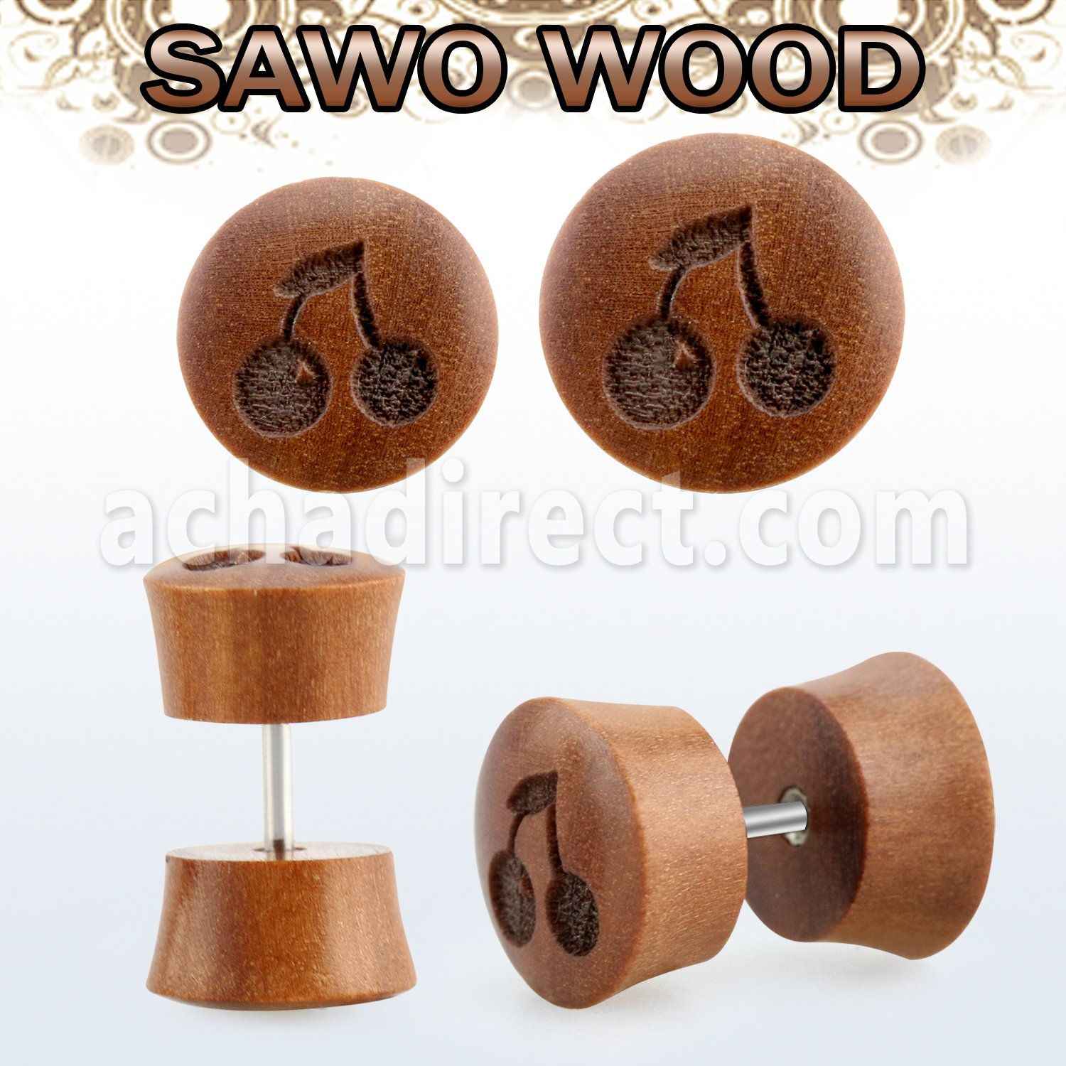 iplswd plugs falso madera sawo barra acero quirurgico logo cerezas rayado laser distribuidor mayorista
