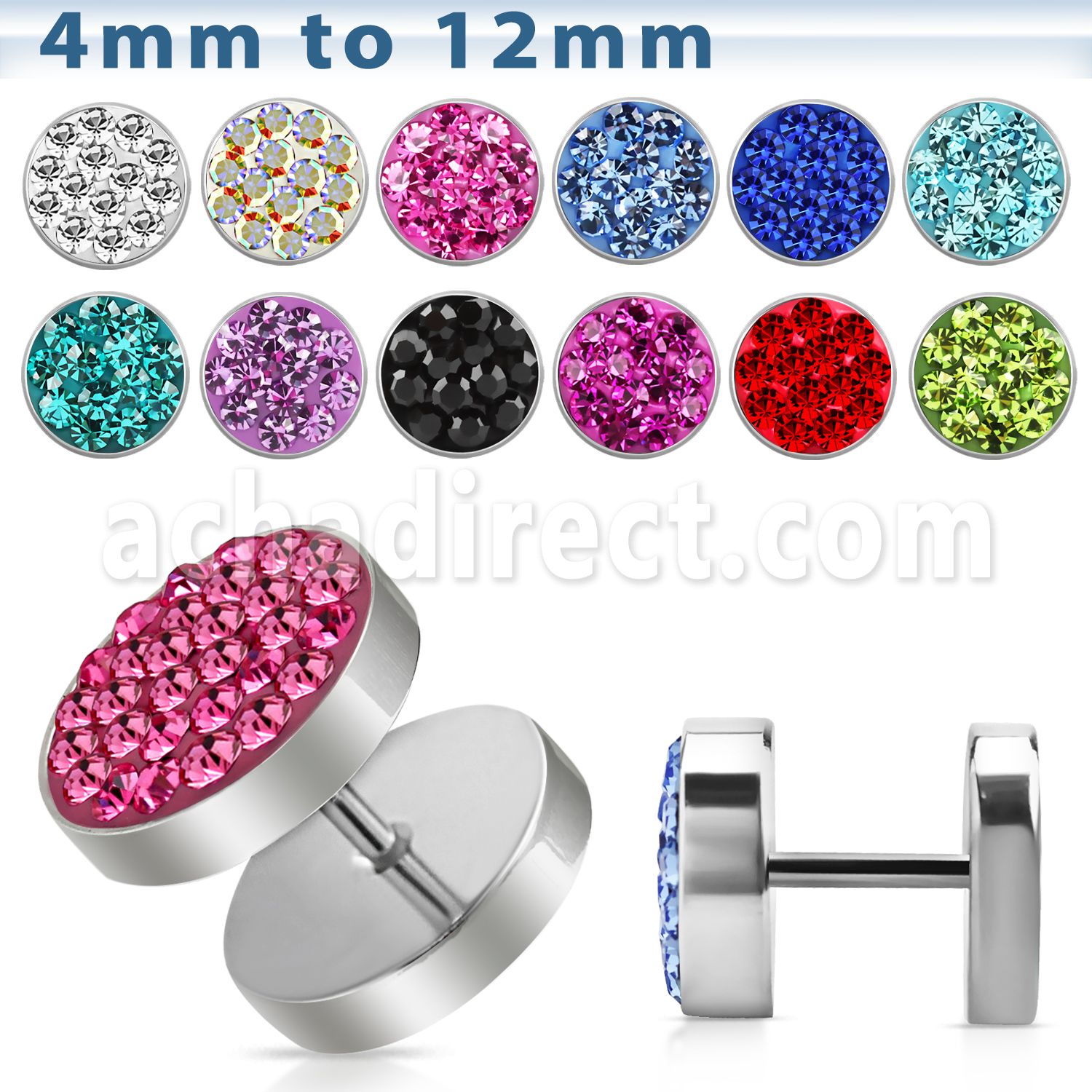 ipmc plug falso acero quirurgico multi cristal ferido lado disco acero liso venta