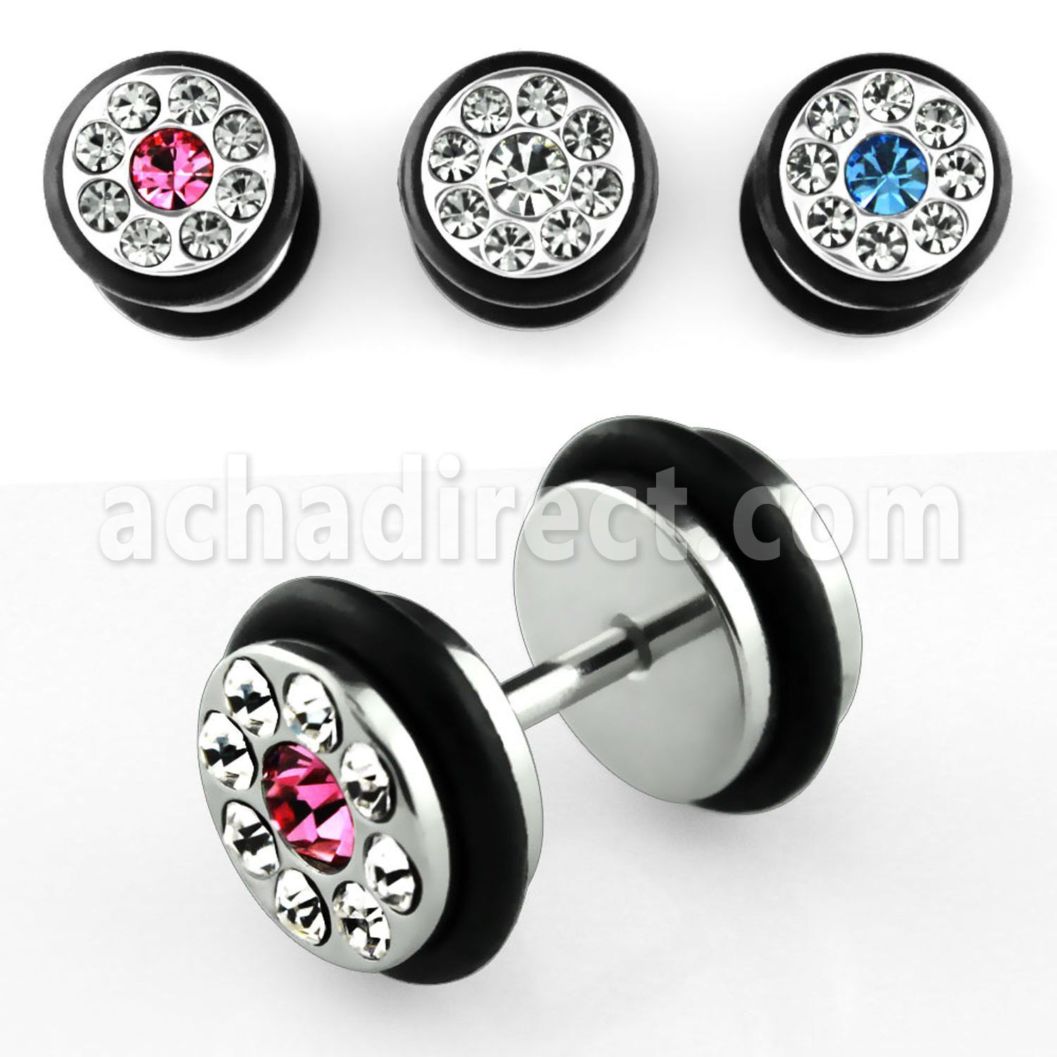 ipxc plug falso acero quirurgico anillos goma cristal 8mm al por mayor