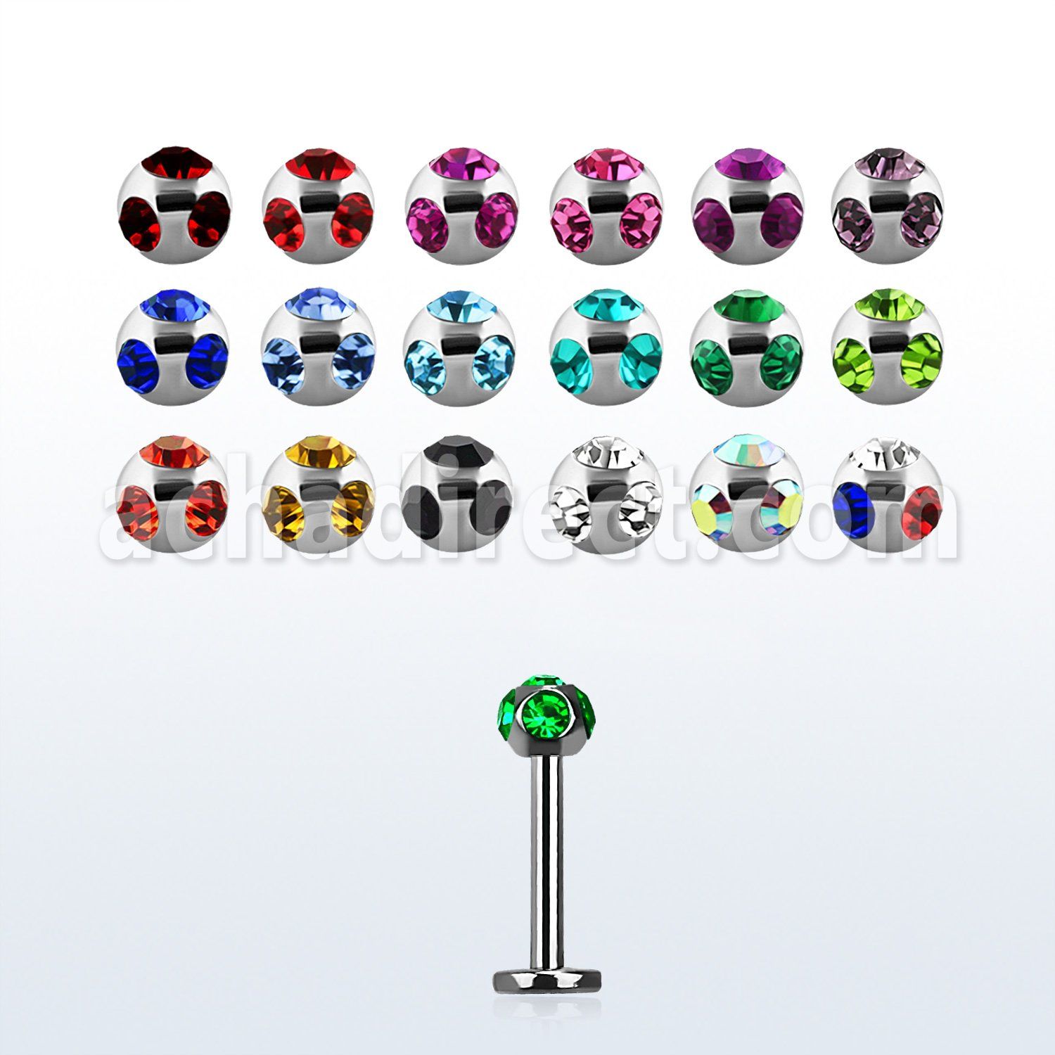 lbca labret acero quirurgico bola multi joya 3mm mayorista